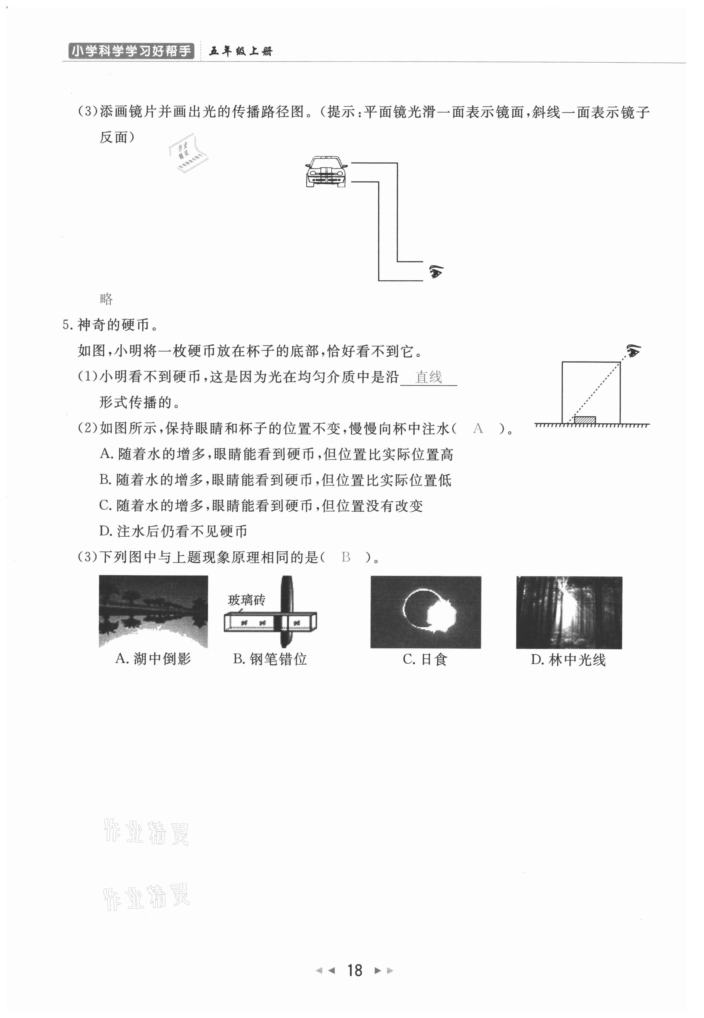 2021年小學(xué)學(xué)習(xí)好幫手五年級(jí)科學(xué)上冊(cè)教科版 參考答案第18頁(yè)