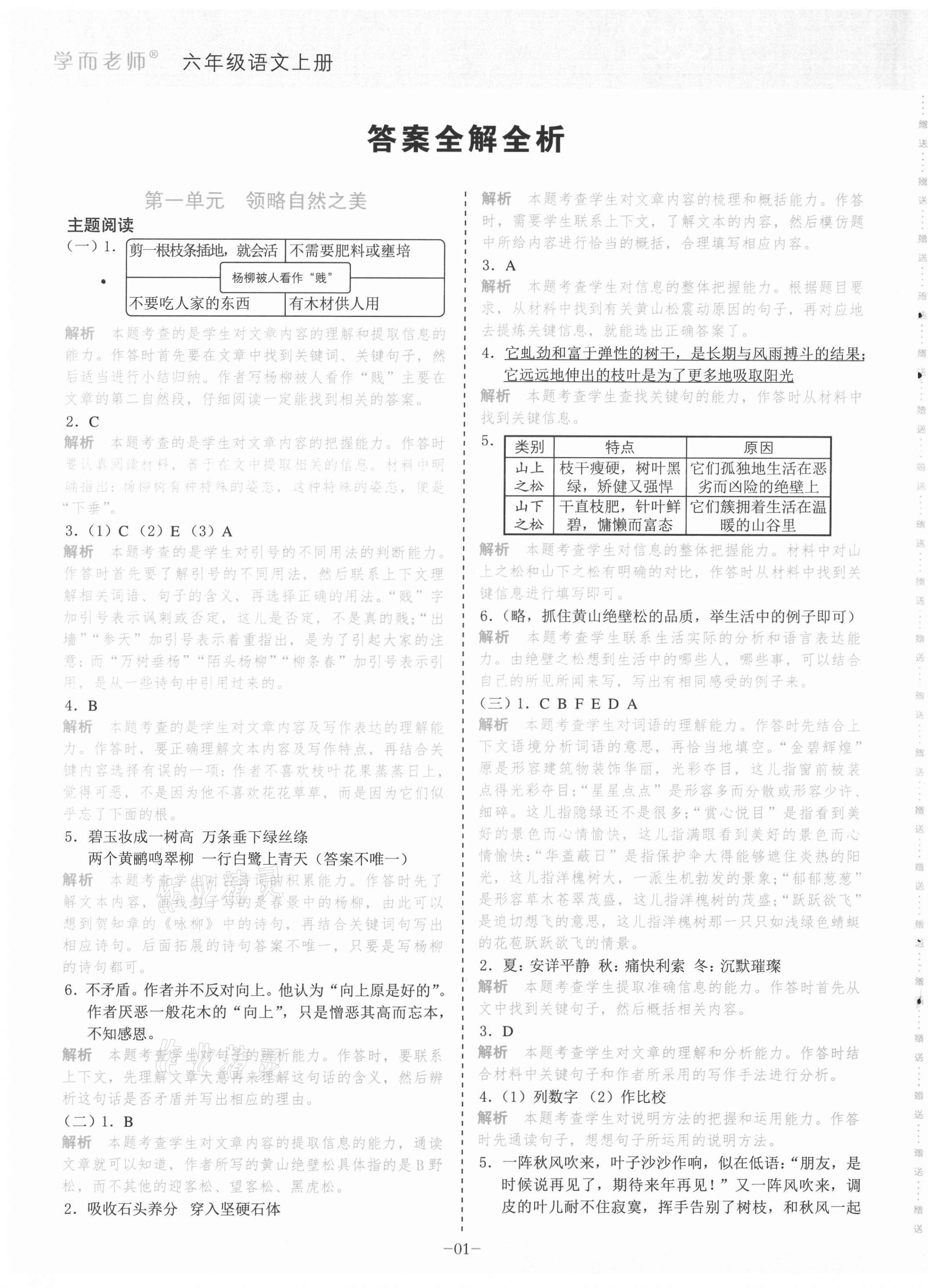2021年阅读力直通车六年级上册统编版 第1页