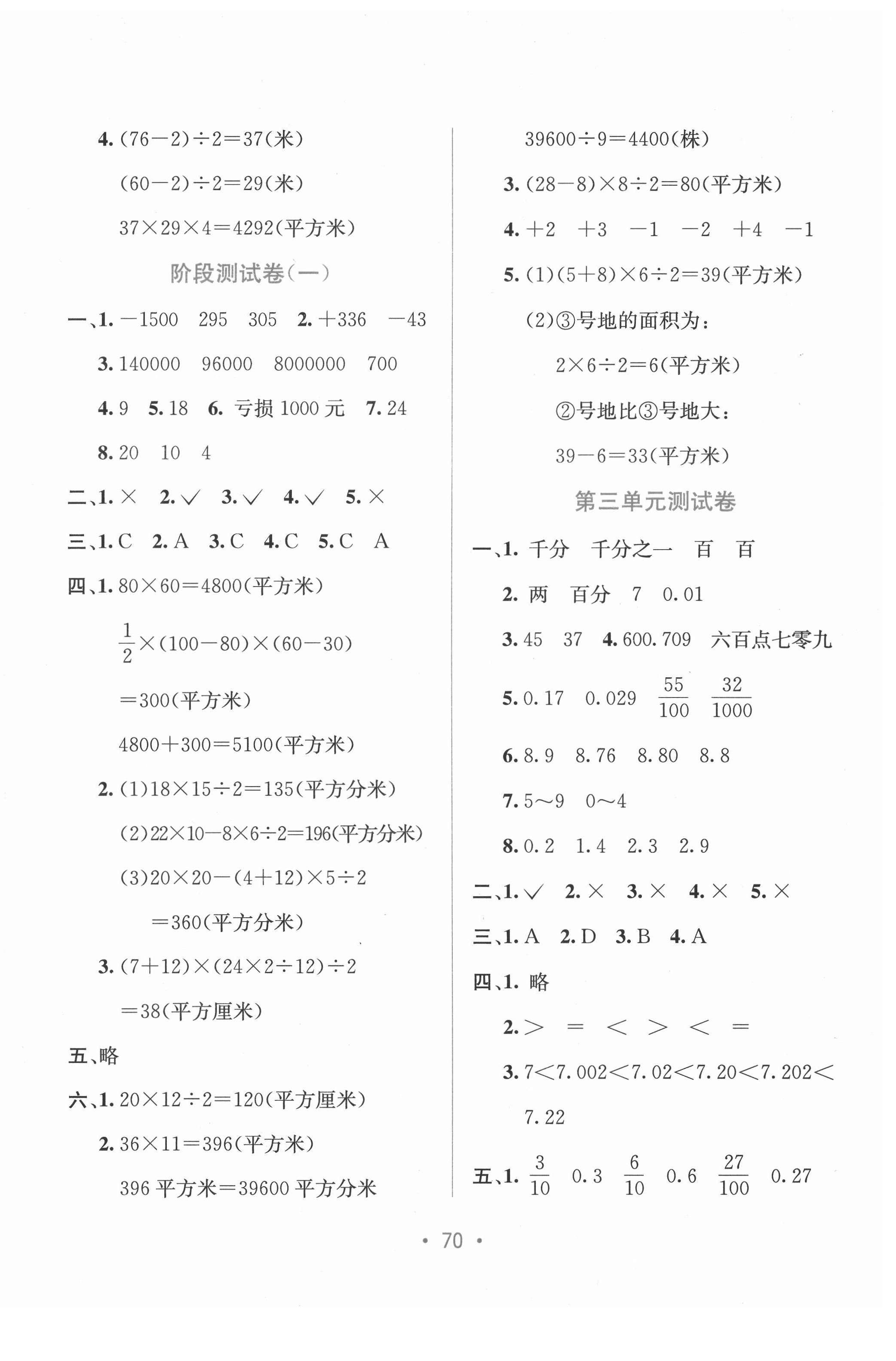 2021年全程檢測(cè)單元測(cè)試卷五年級(jí)數(shù)學(xué)上冊(cè)蘇教版B 第2頁(yè)