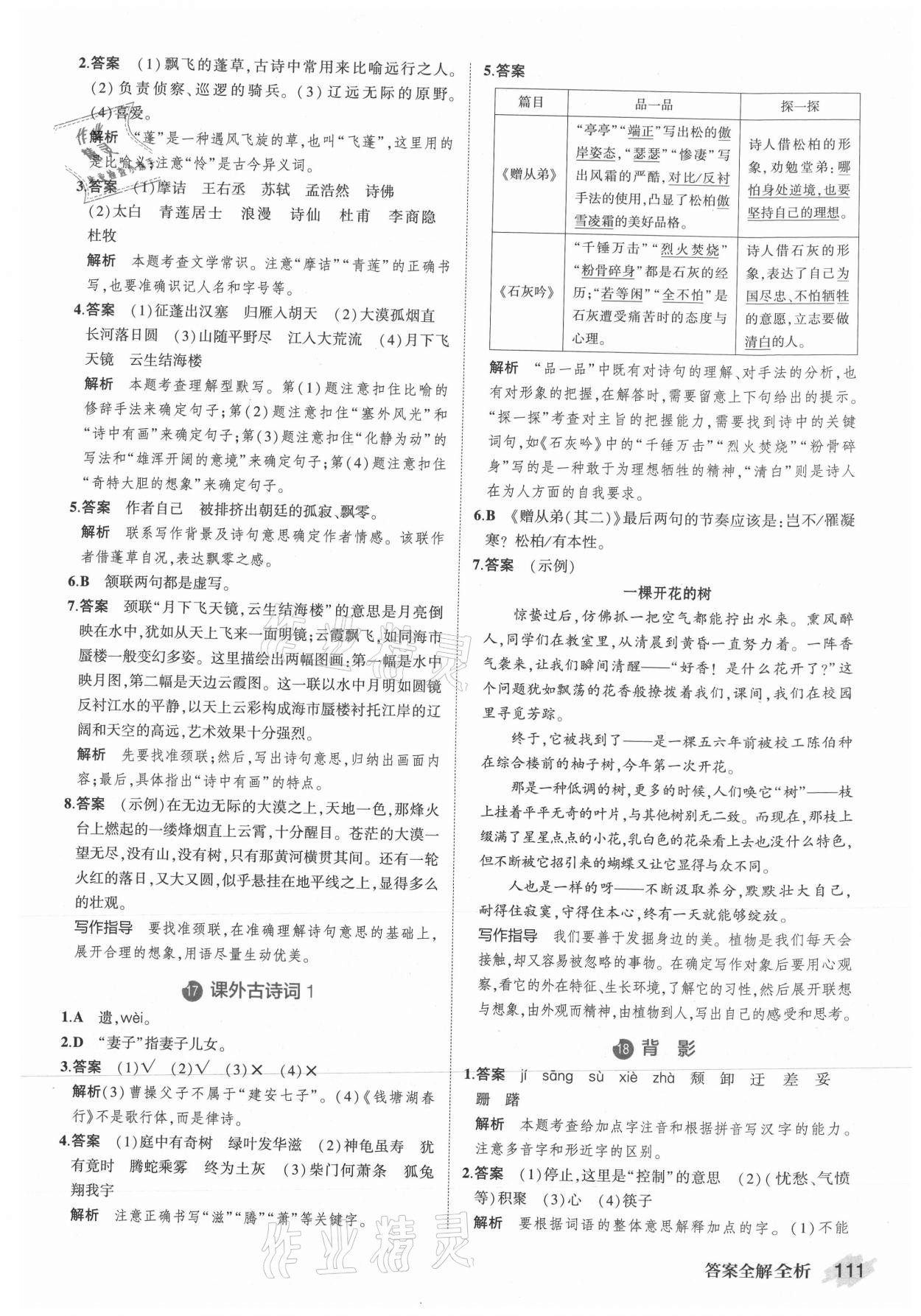 2021年晨讀暮寫周周測(cè)初中語文八年級(jí)上冊(cè)人教版 參考答案第9頁