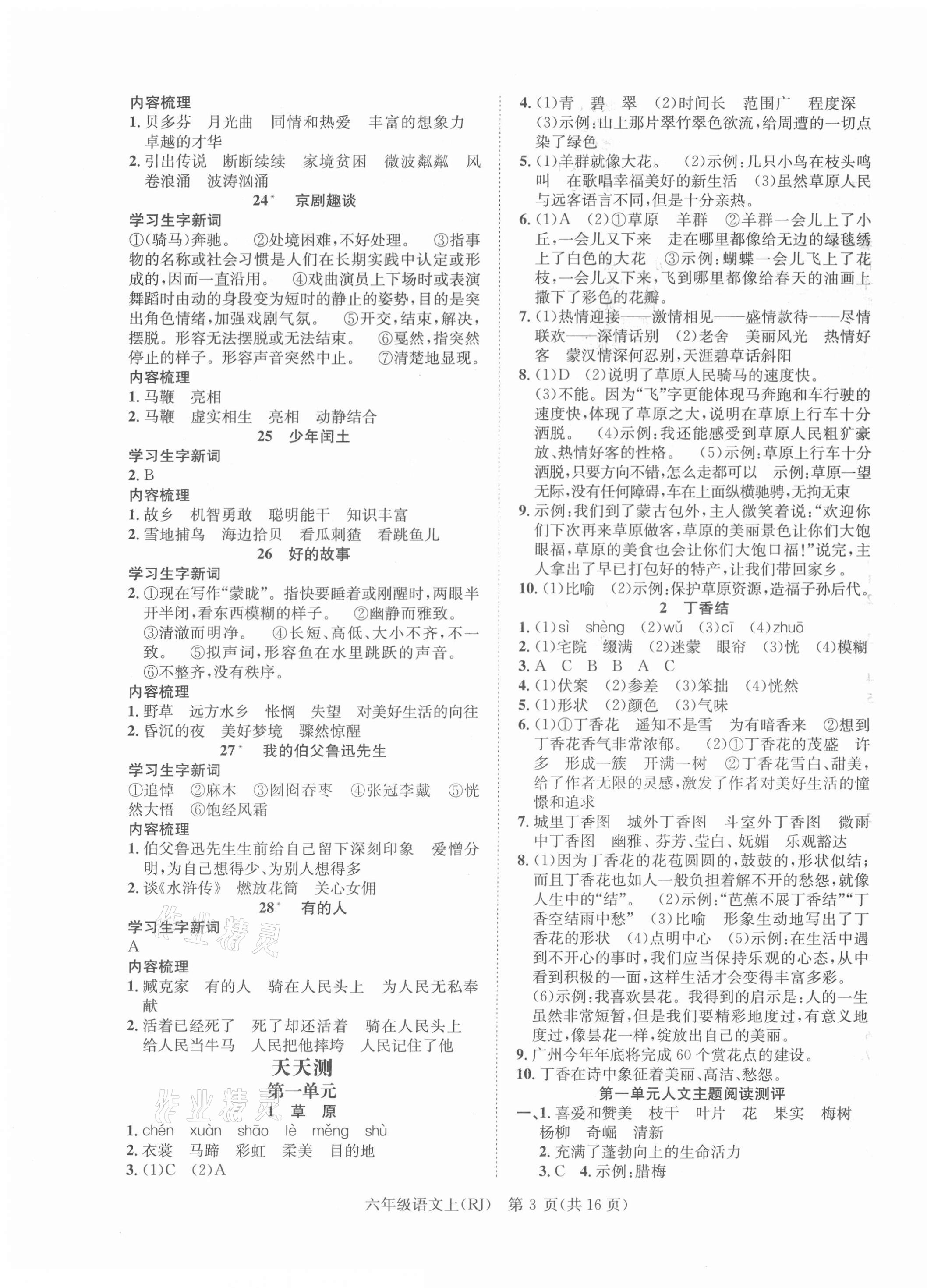 2021年國華圖書學(xué)業(yè)測評六年級語文上冊人教版 第3頁