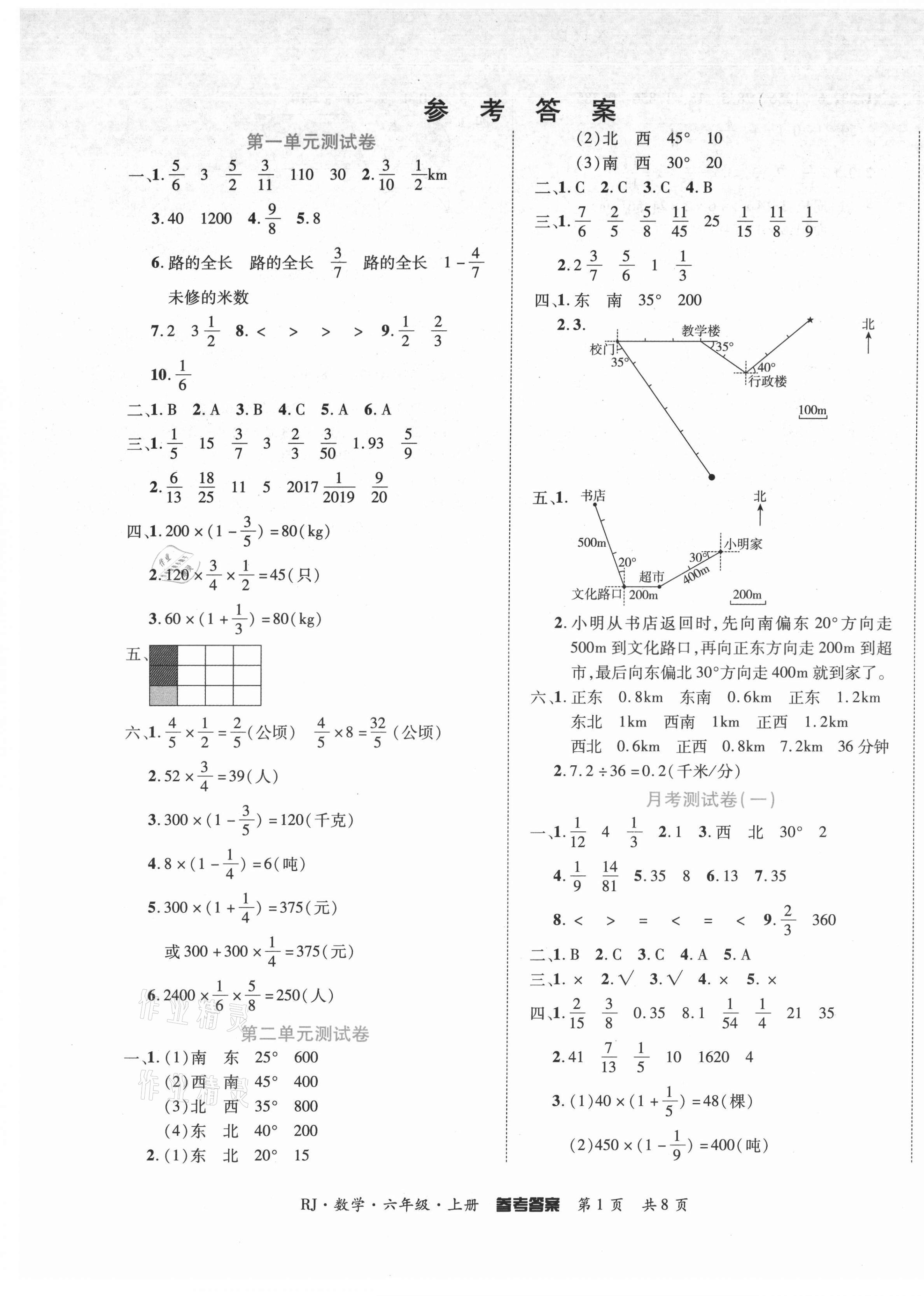 2021年金榜必刷卷六年级数学上册人教版 第1页