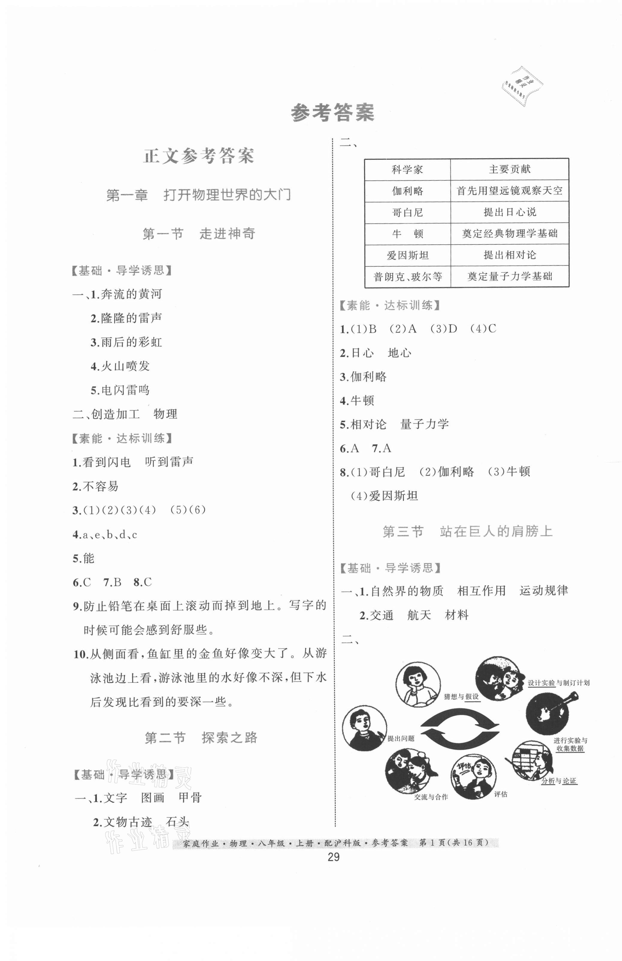 2021年家庭作業(yè)八年級物理上冊滬科版 第1頁