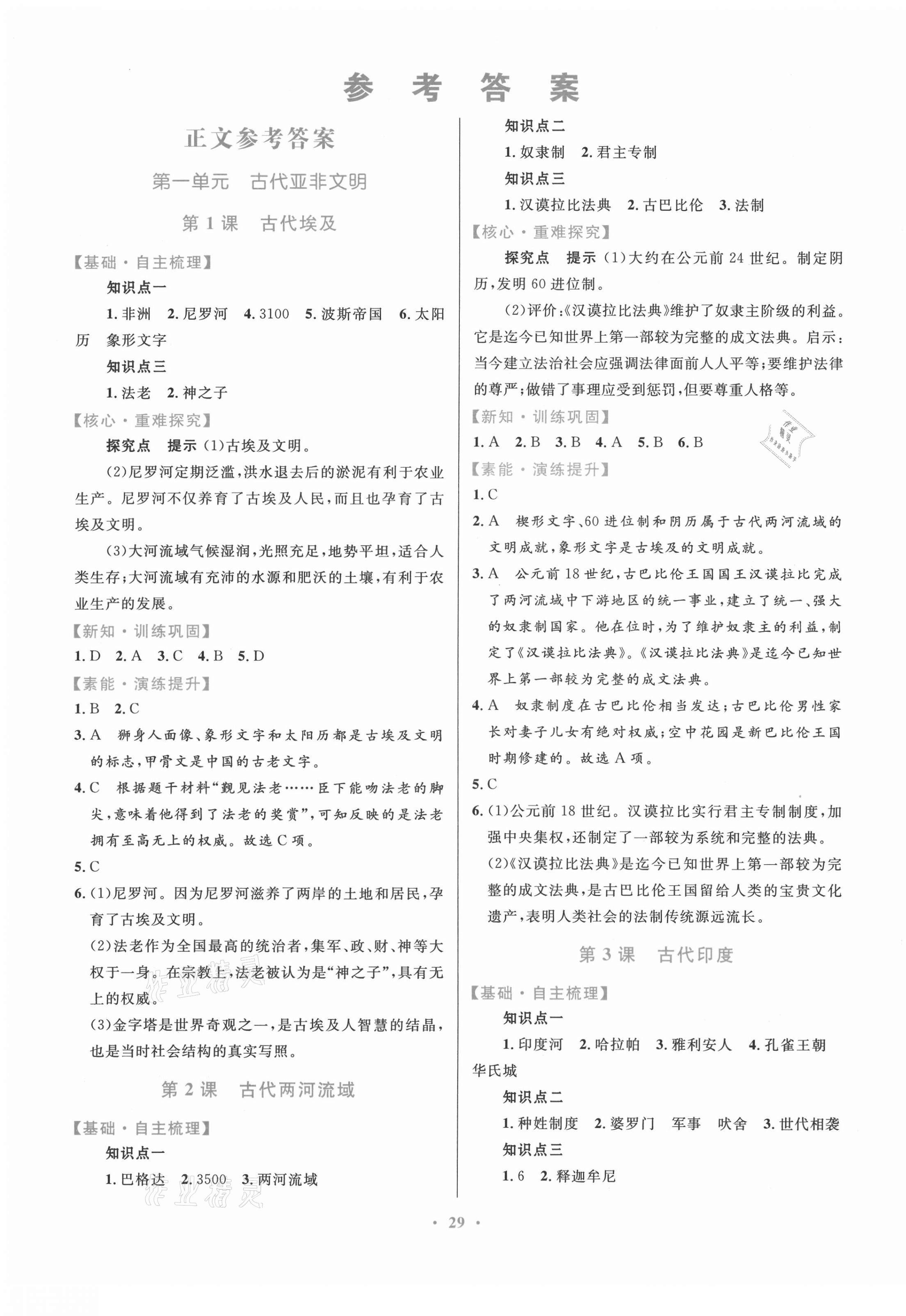 2021年家庭作業(yè)九年級(jí)世界歷史上冊(cè)人教版 第1頁