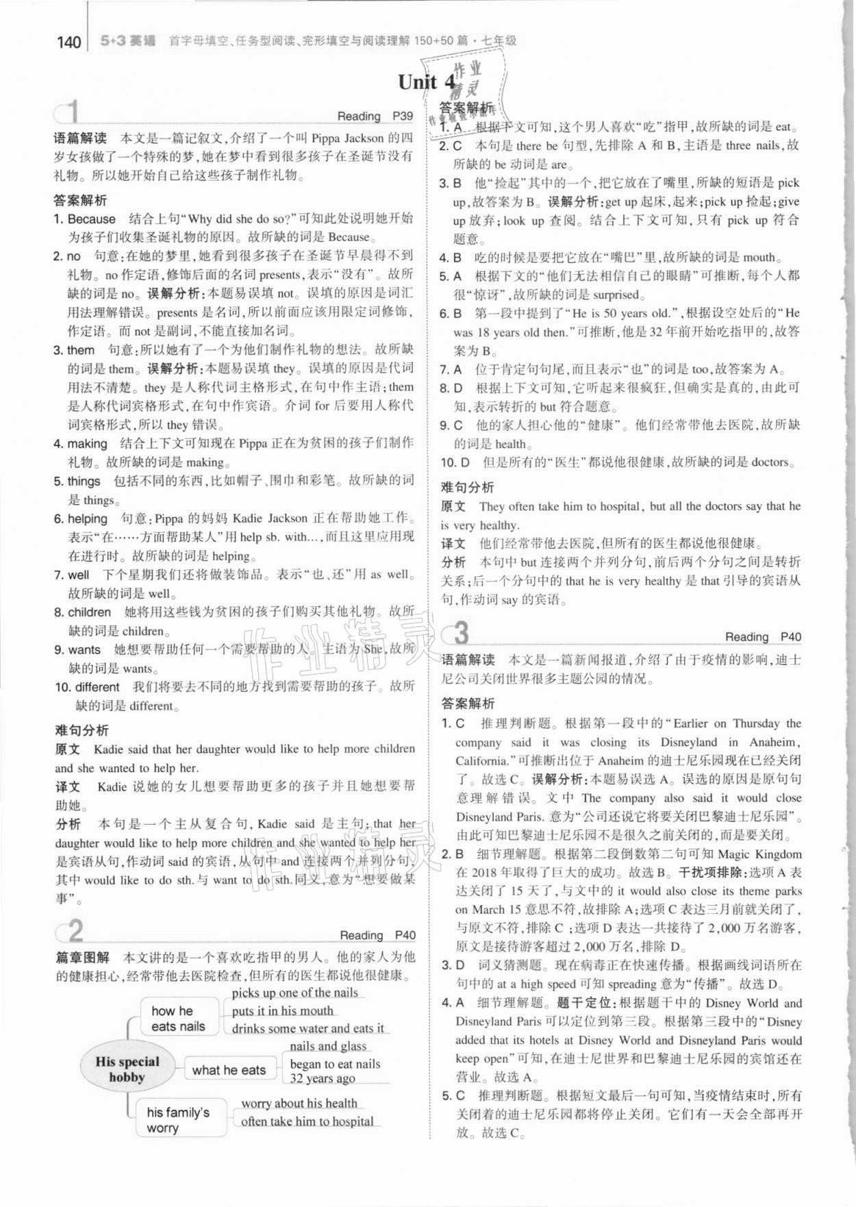 2021年53English七年級(jí)首字母填空、任務(wù)型閱讀、完形填空與閱讀理解 參考答案第12頁