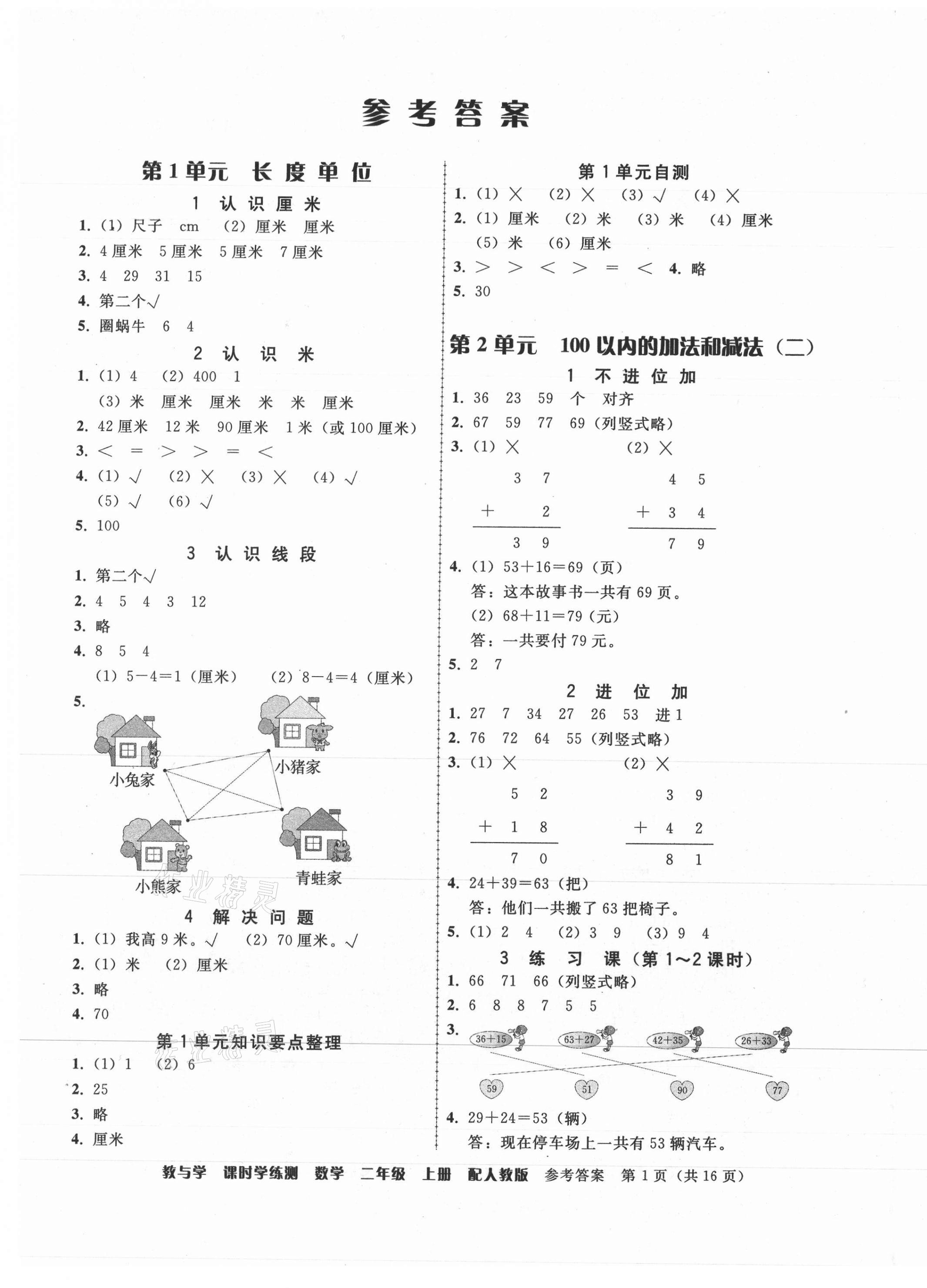 2021年教與學(xué)課時(shí)學(xué)練測(cè)二年級(jí)數(shù)學(xué)上冊(cè)人教版 第1頁(yè)