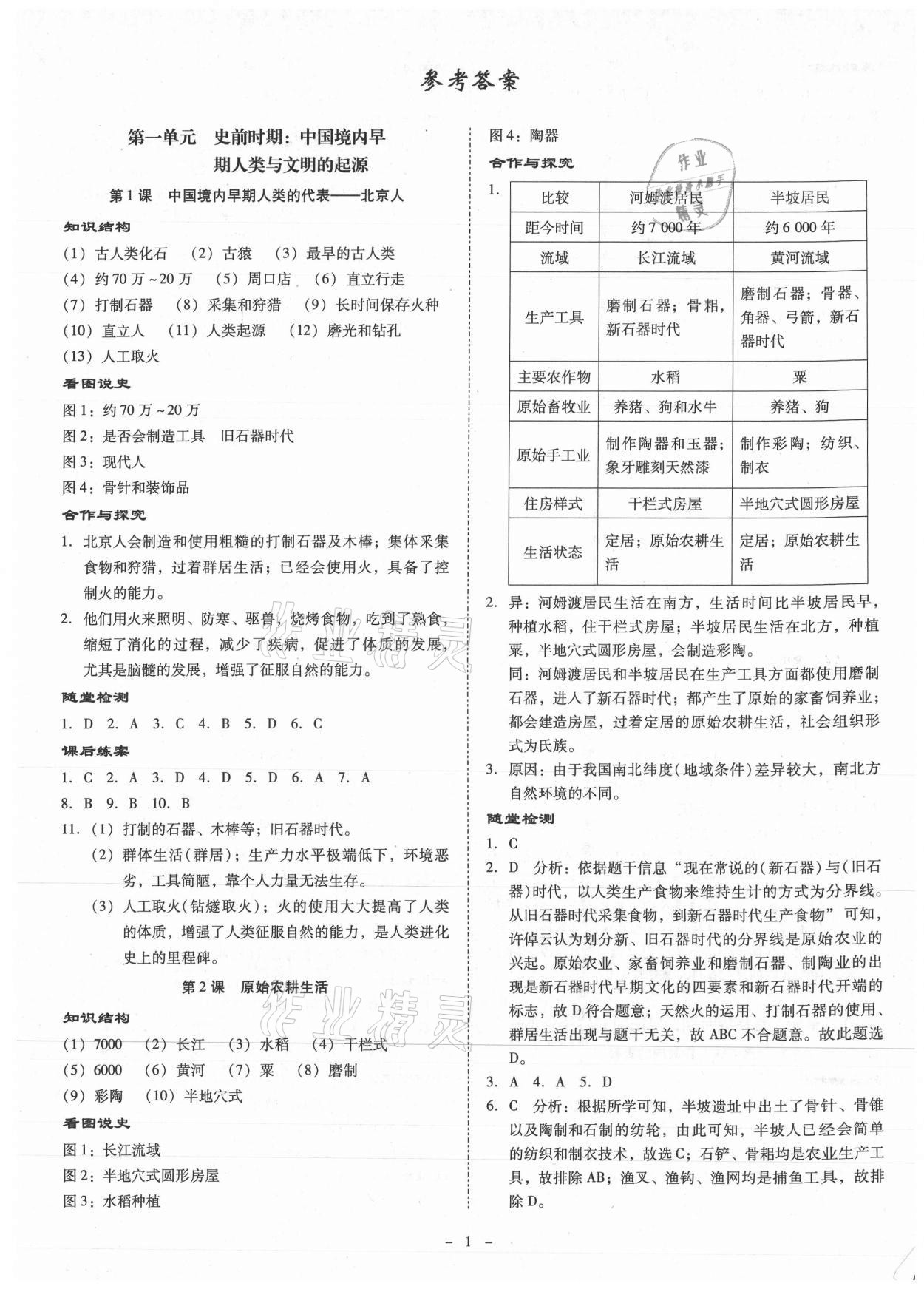 2021年金牌導(dǎo)學(xué)案七年級(jí)歷史上冊(cè)人教版 第1頁(yè)