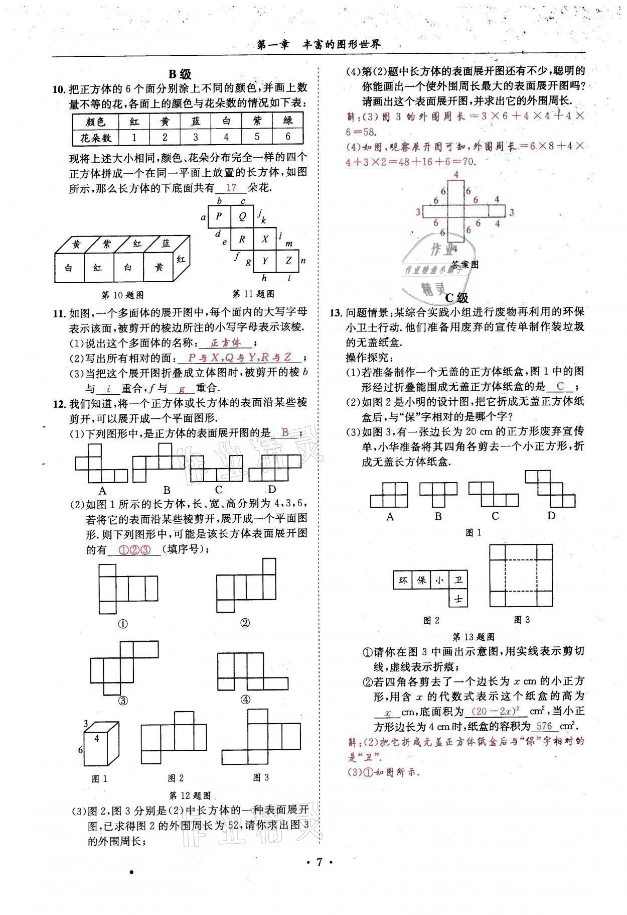 2021年蓉城学霸七年级数学上册北师大版 参考答案第7页