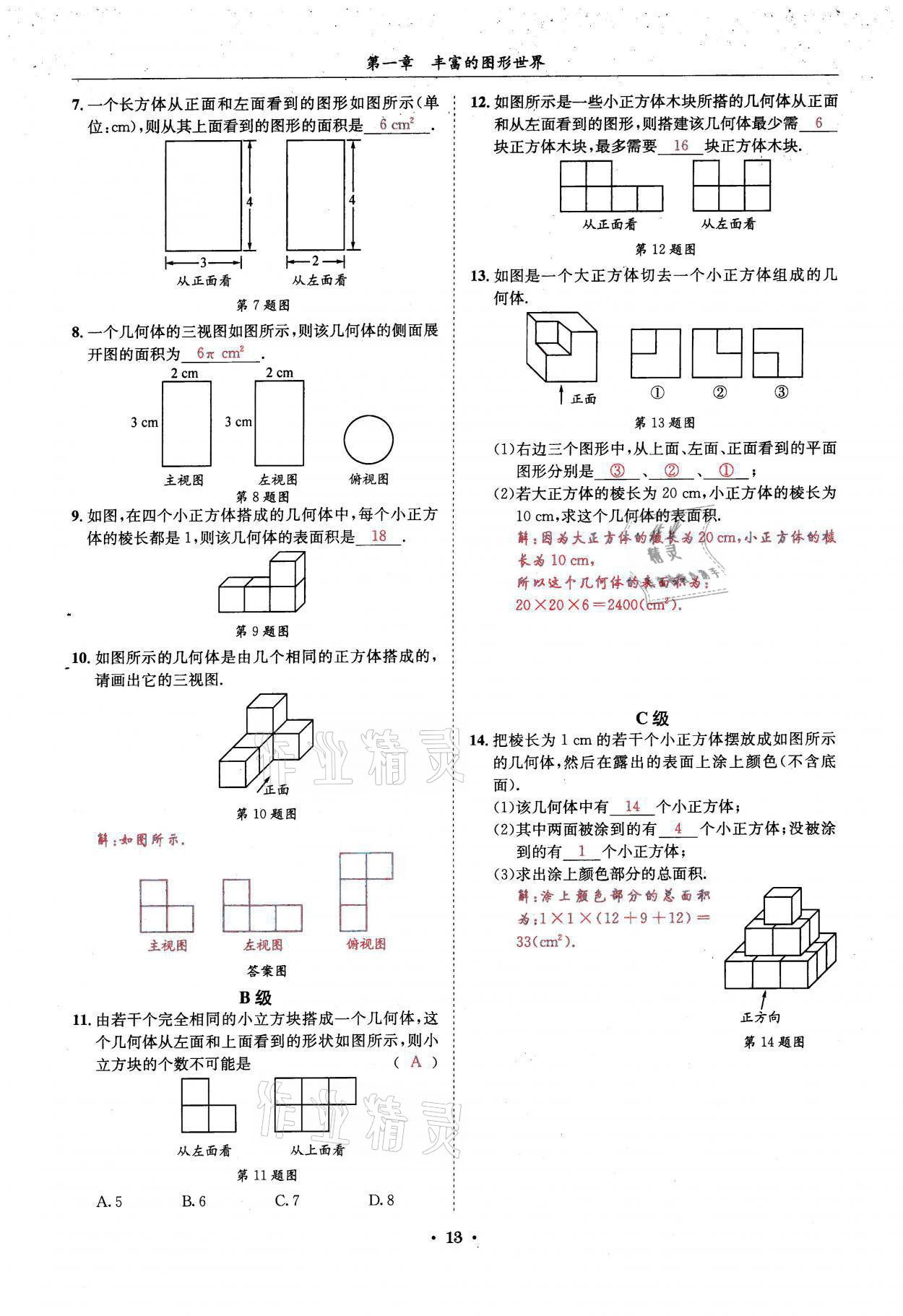 2021年蓉城学霸七年级数学上册北师大版 参考答案第13页