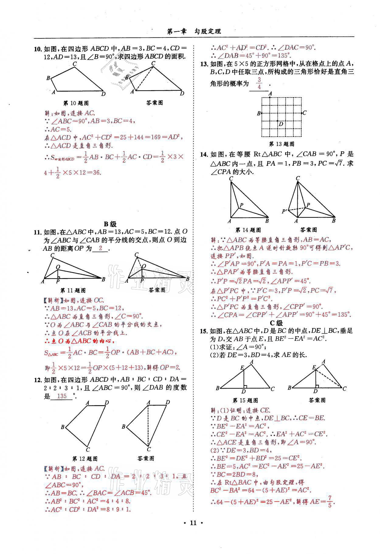 2021年蓉城学霸八年级数学上册北师大版 参考答案第11页