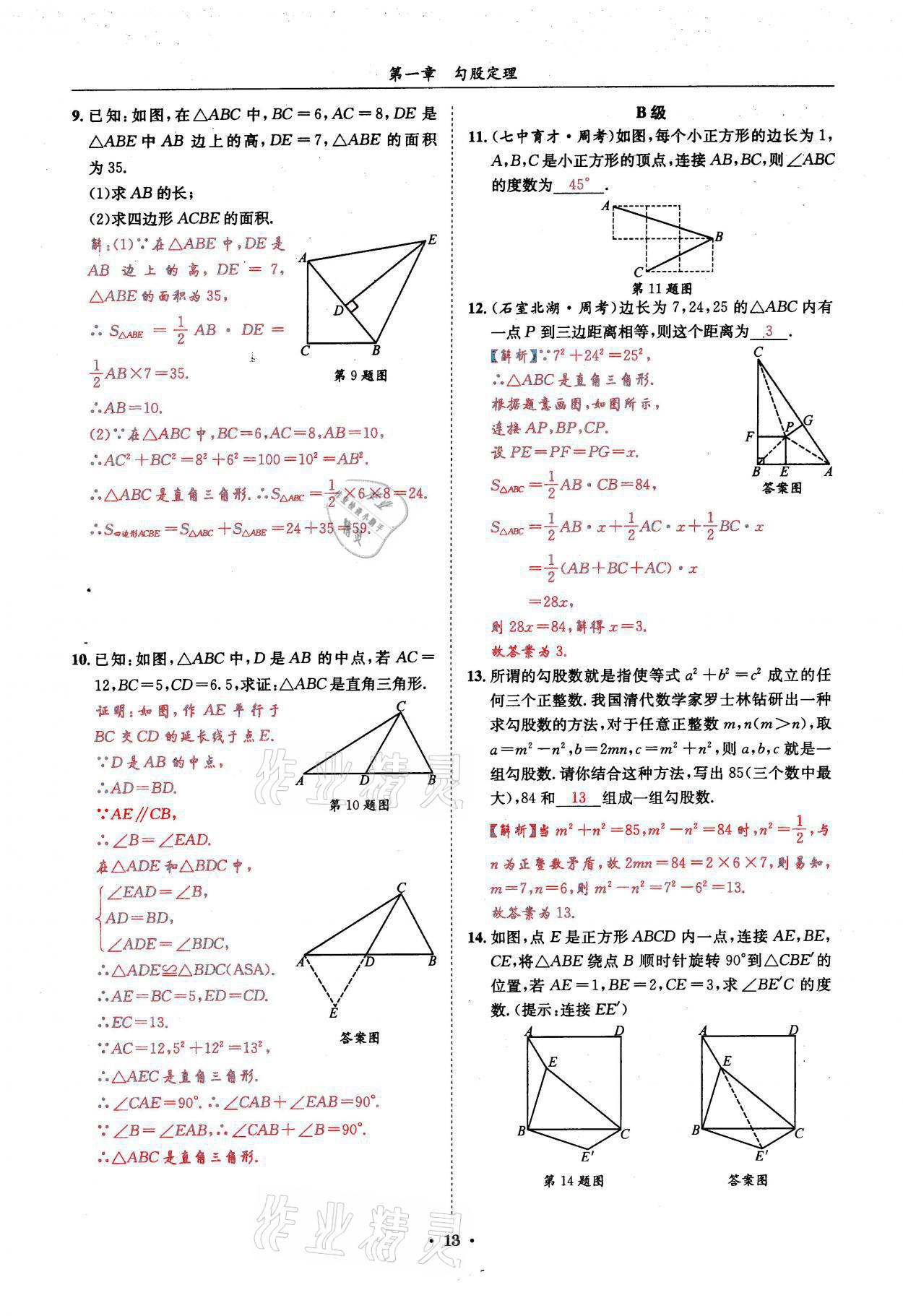 2021年蓉城學霸八年級數(shù)學上冊北師大版 參考答案第13頁