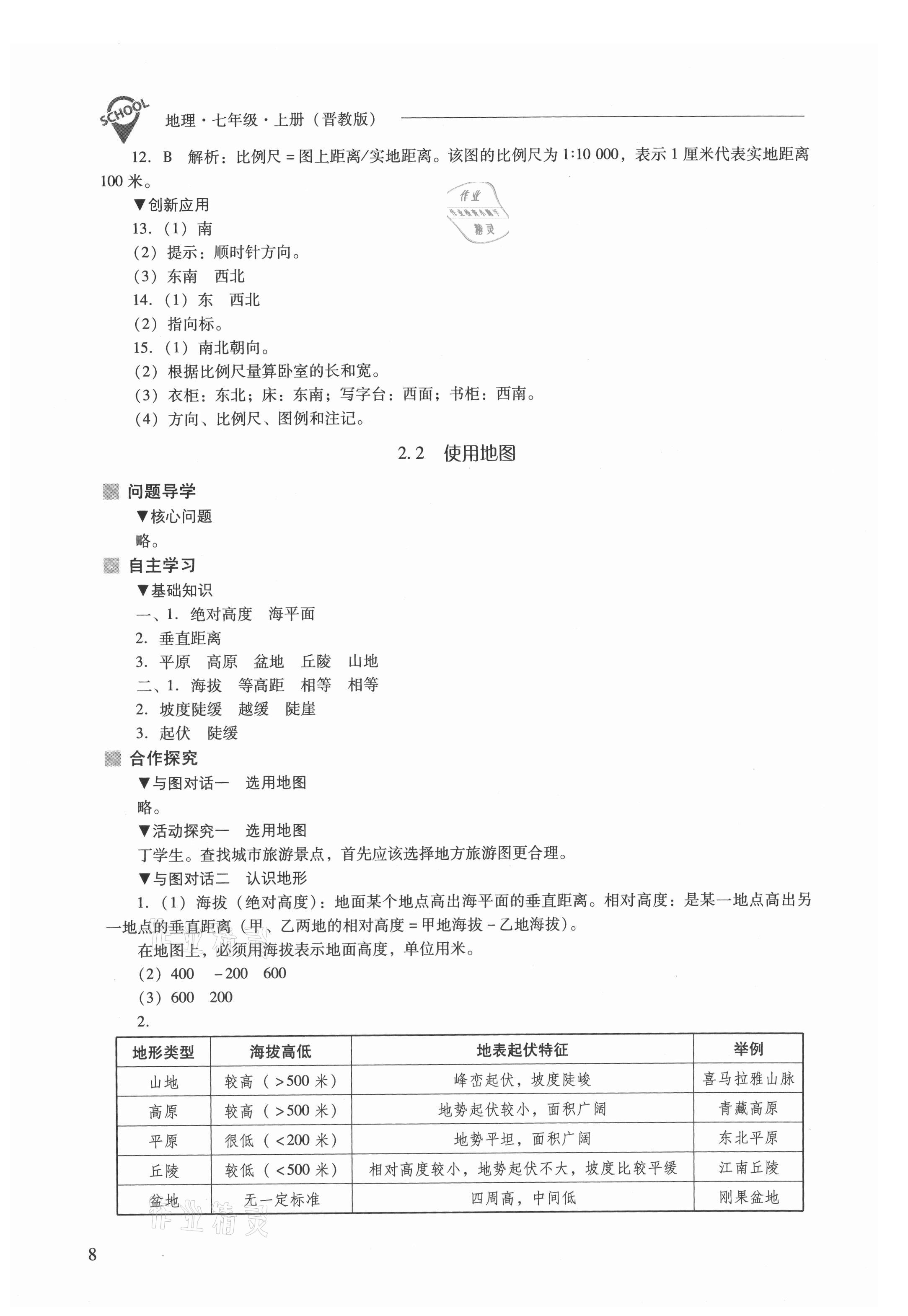 2021年新課程問題解決導(dǎo)學(xué)方案七年級地理上冊晉教版 參考答案第8頁