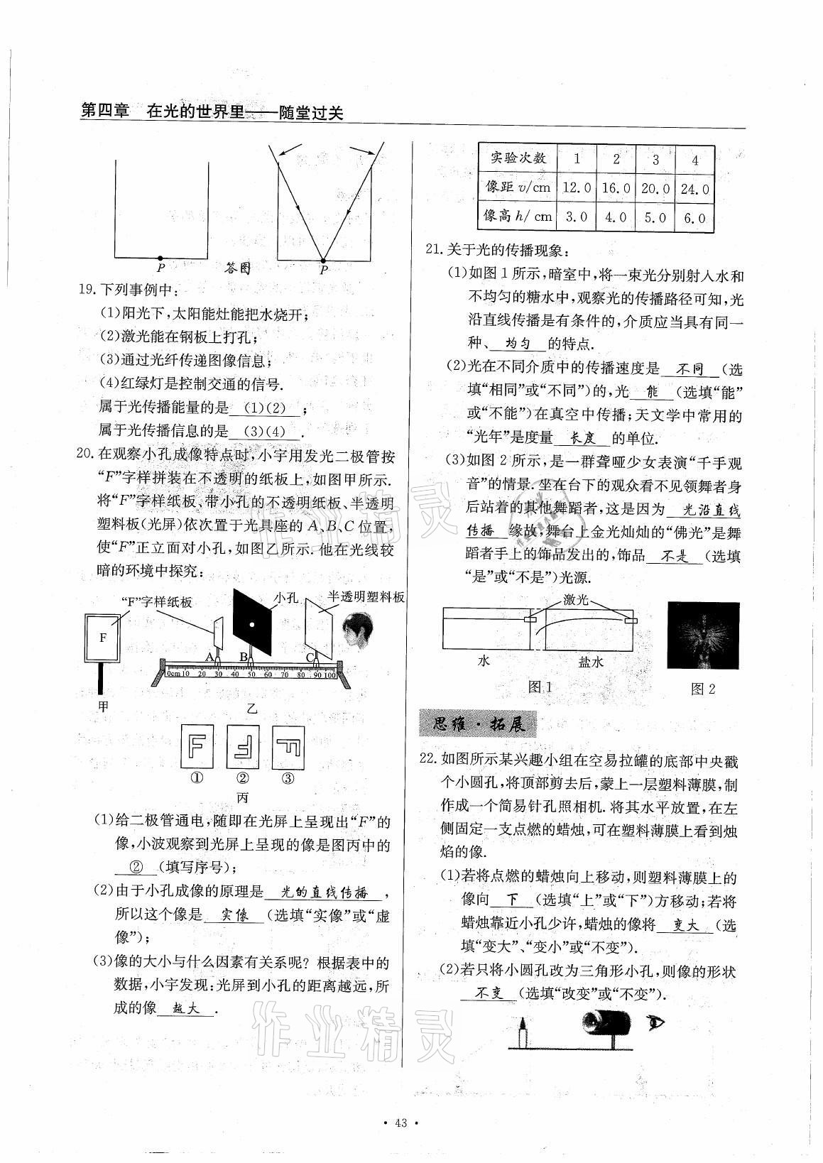 2021年風(fēng)向標(biāo)八年級(jí)物理上冊(cè)教科版 參考答案第43頁(yè)