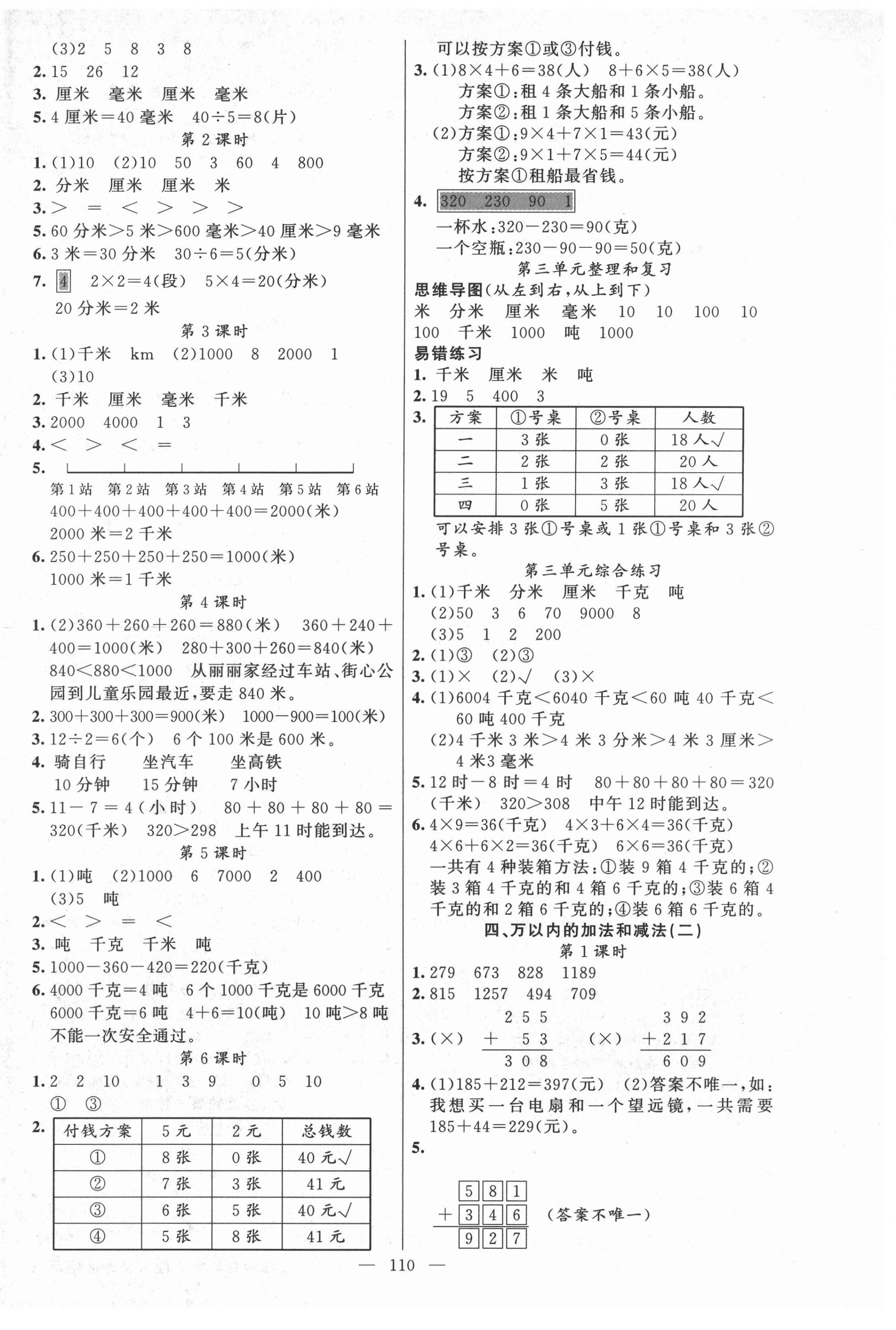 2021年黃岡金牌之路練闖考三年級數(shù)學(xué)上冊人教版 第2頁