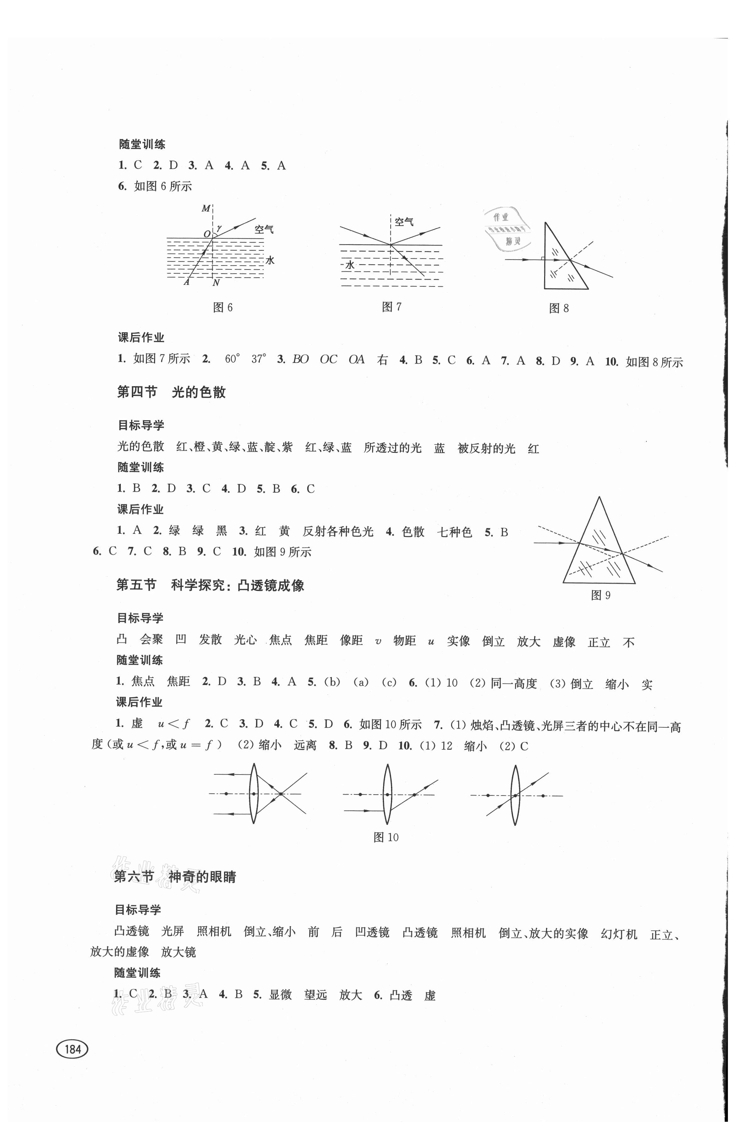 2021年同步練習(xí)冊上海科學(xué)技術(shù)出版社八年級物理全一冊滬科版 參考答案第5頁