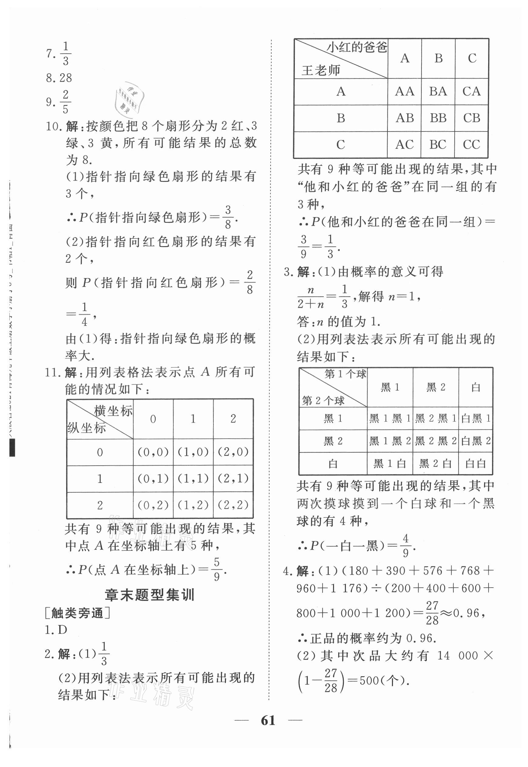 2021年新坐標(biāo)同步練習(xí)九年級數(shù)學(xué)上冊人教版青海專用 參考答案第11頁