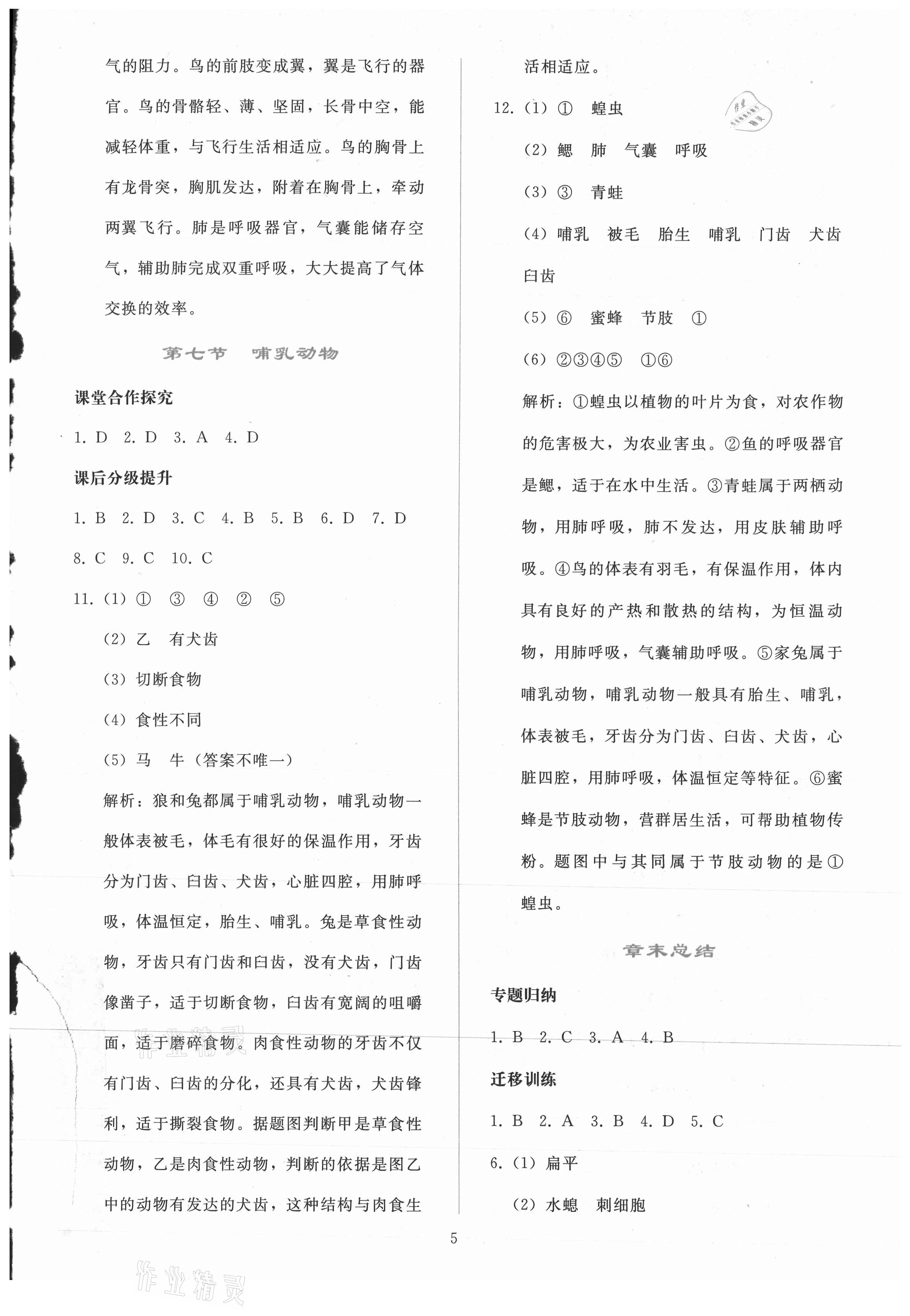 2021年同步輕松練習(xí)八年級(jí)生物學(xué)上冊(cè)人教版 參考答案第4頁(yè)