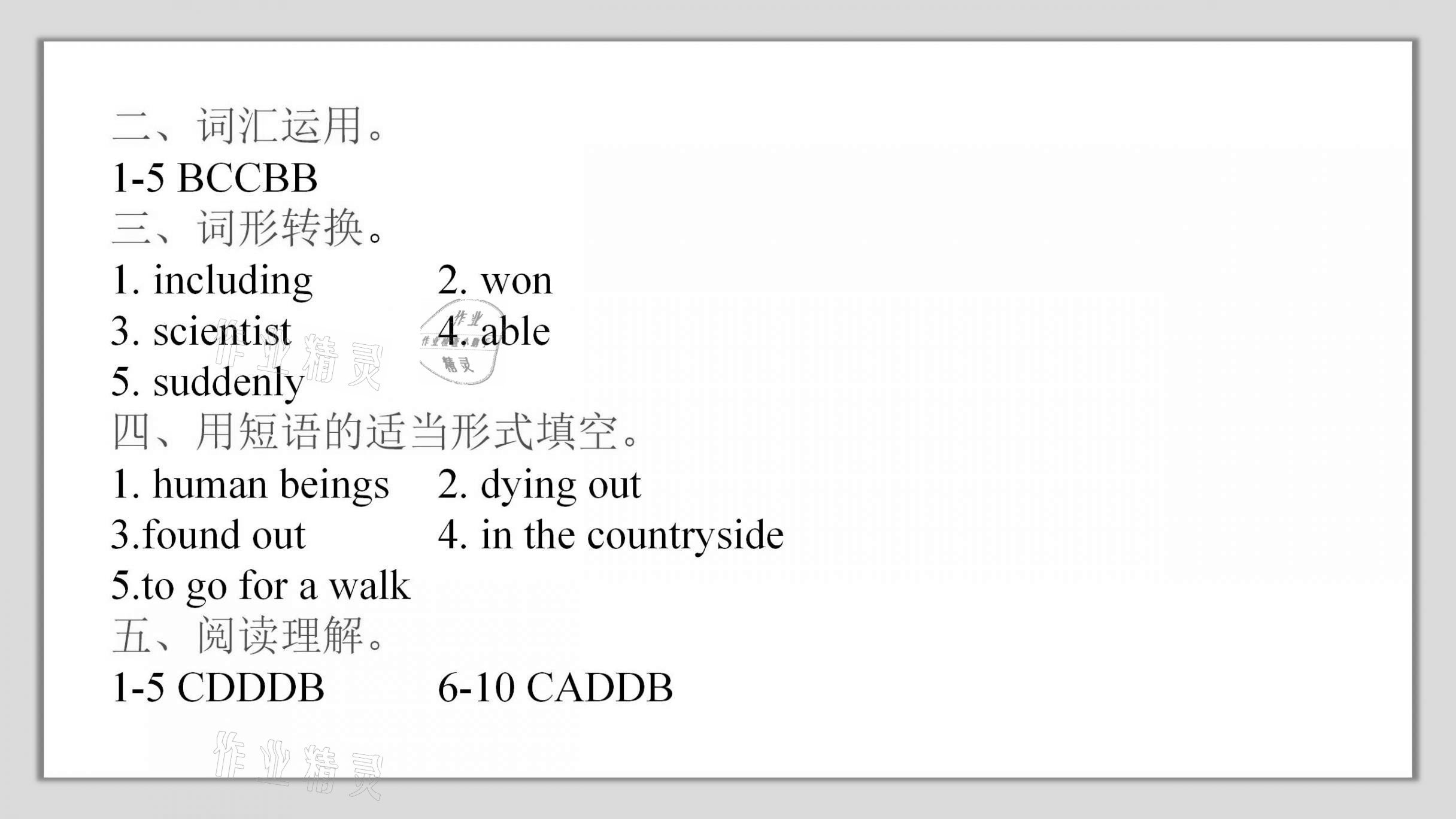 2021年A加直通車同步練習(xí)八年級(jí)英語上冊(cè)滬教版 參考答案第5頁