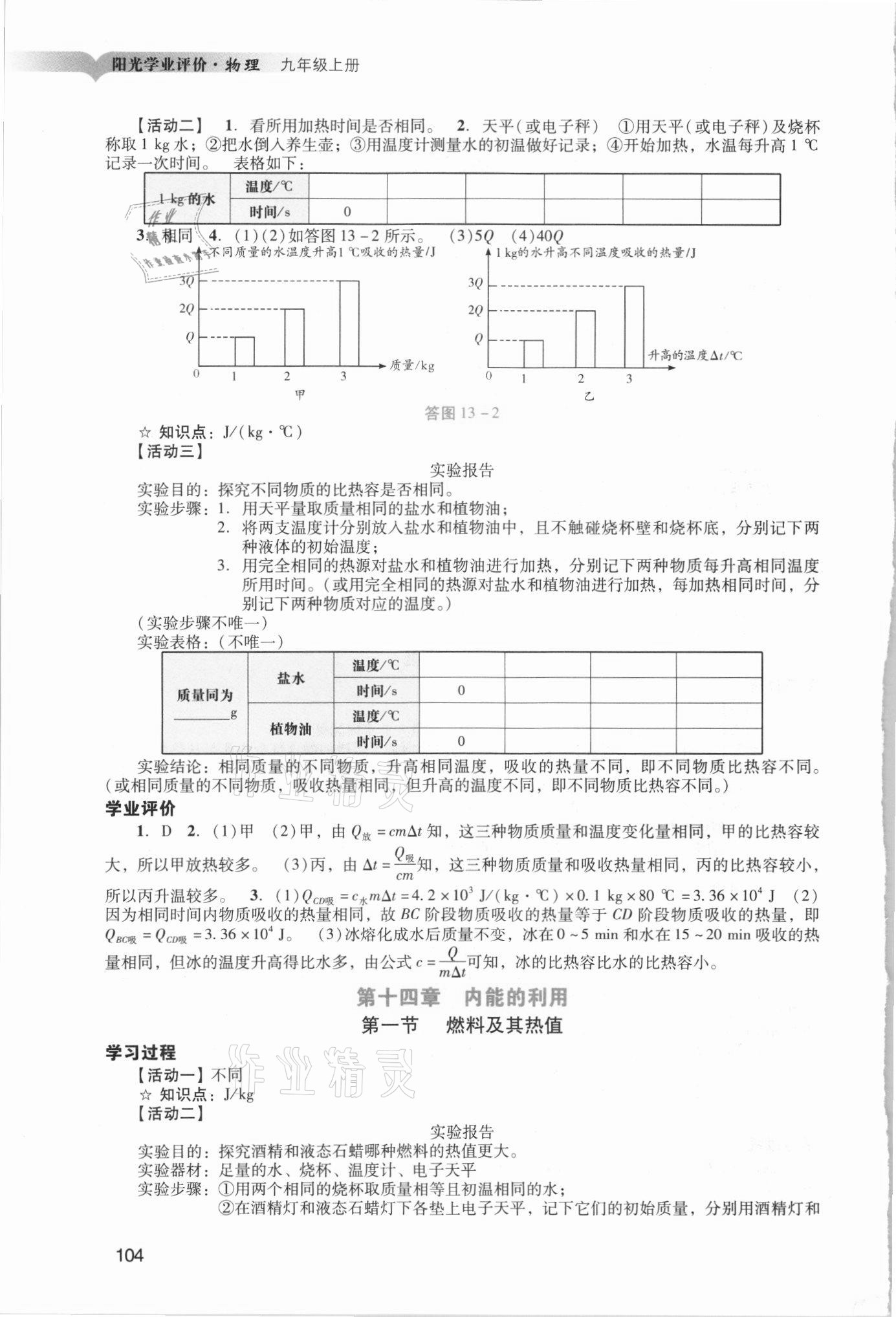 2021年陽光學業(yè)評價九年級物理上冊人教版 第2頁