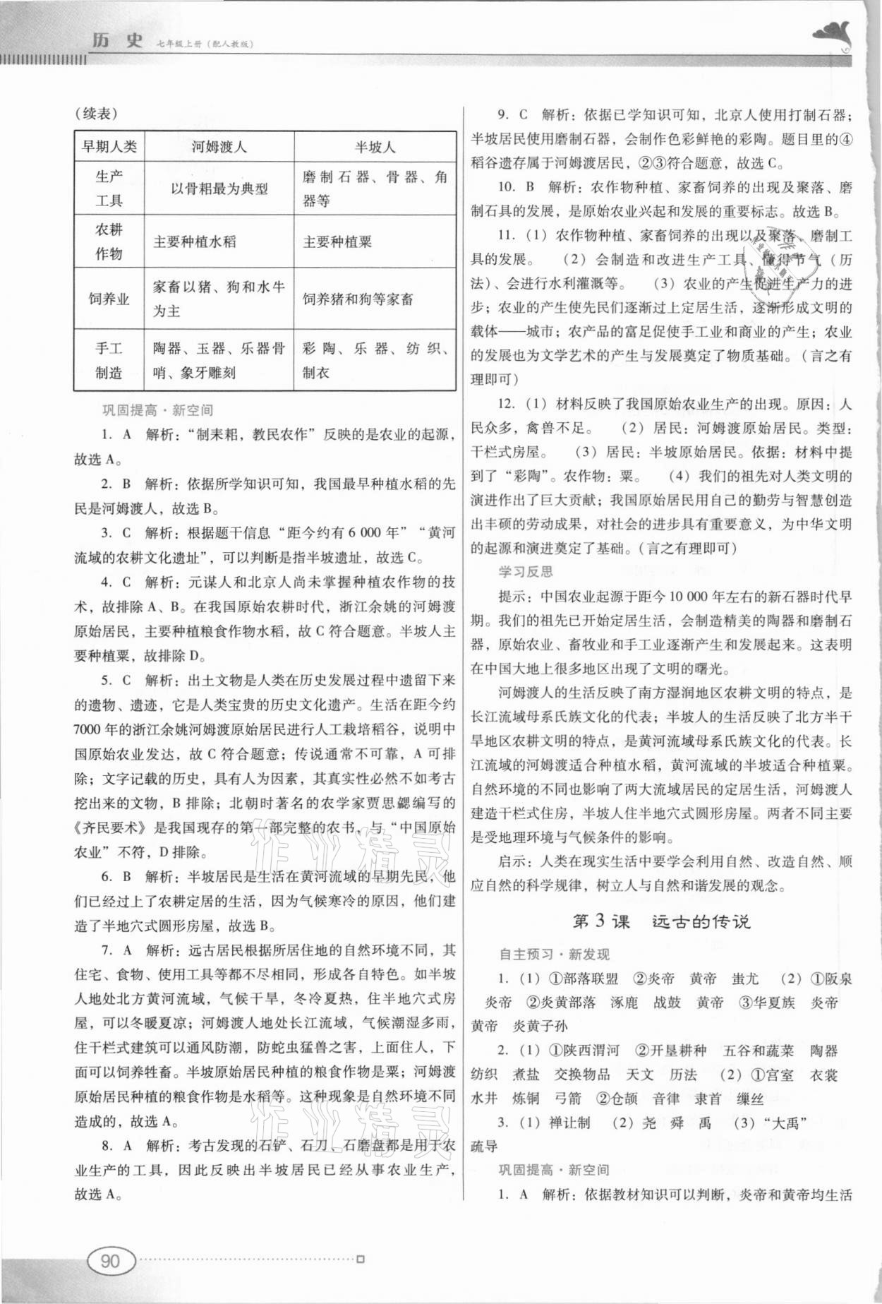 2021年南方新課堂金牌學(xué)案七年級歷史上冊人教版 參考答案第5頁