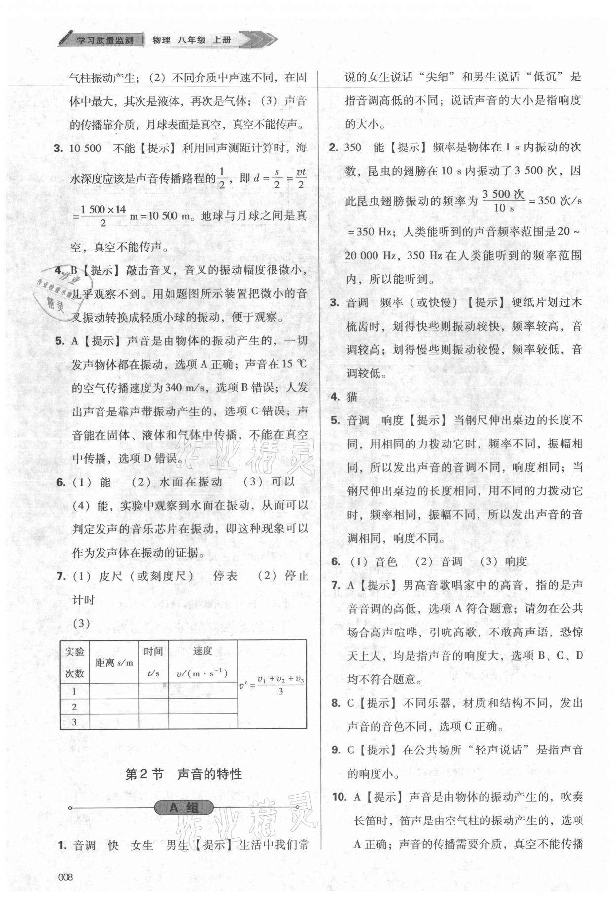 2021年学习质量监测八年级物理上册人教版 第8页