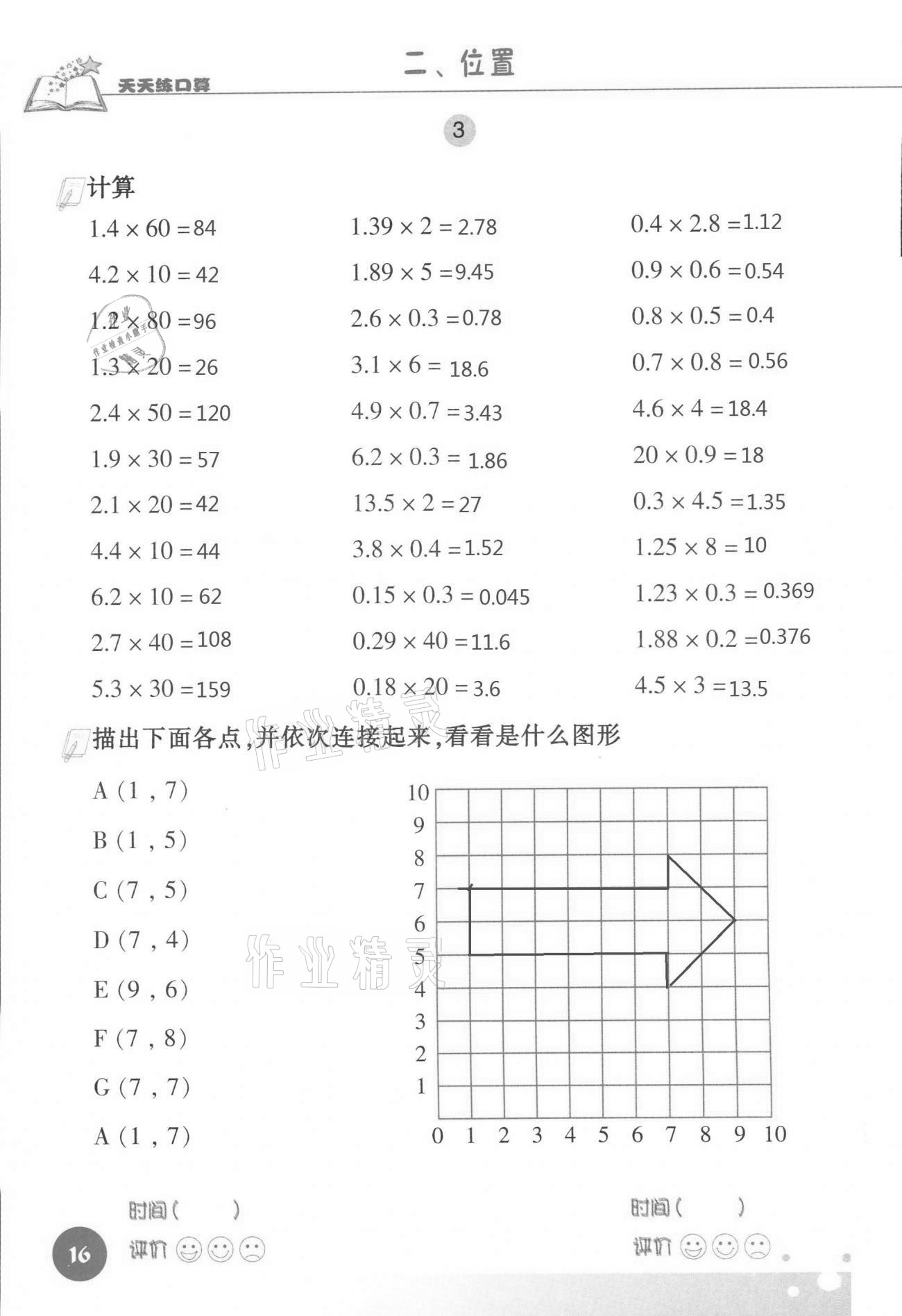 2021年天天練口算五年級(jí)數(shù)學(xué)上冊(cè)人教版 參考答案第16頁