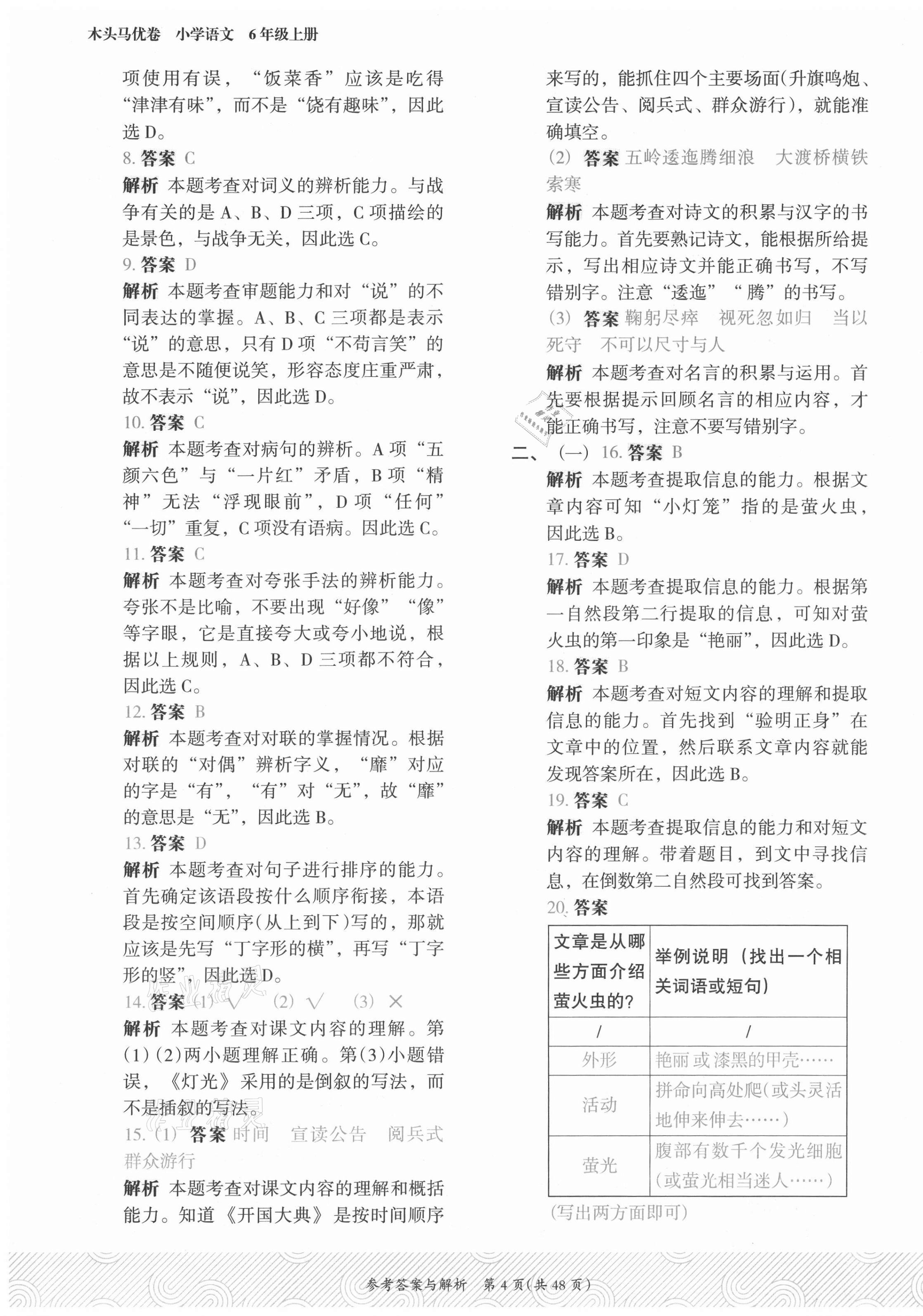 2021年木頭馬優(yōu)卷六年級(jí)語(yǔ)文上冊(cè)人教版福建專版 第4頁(yè)