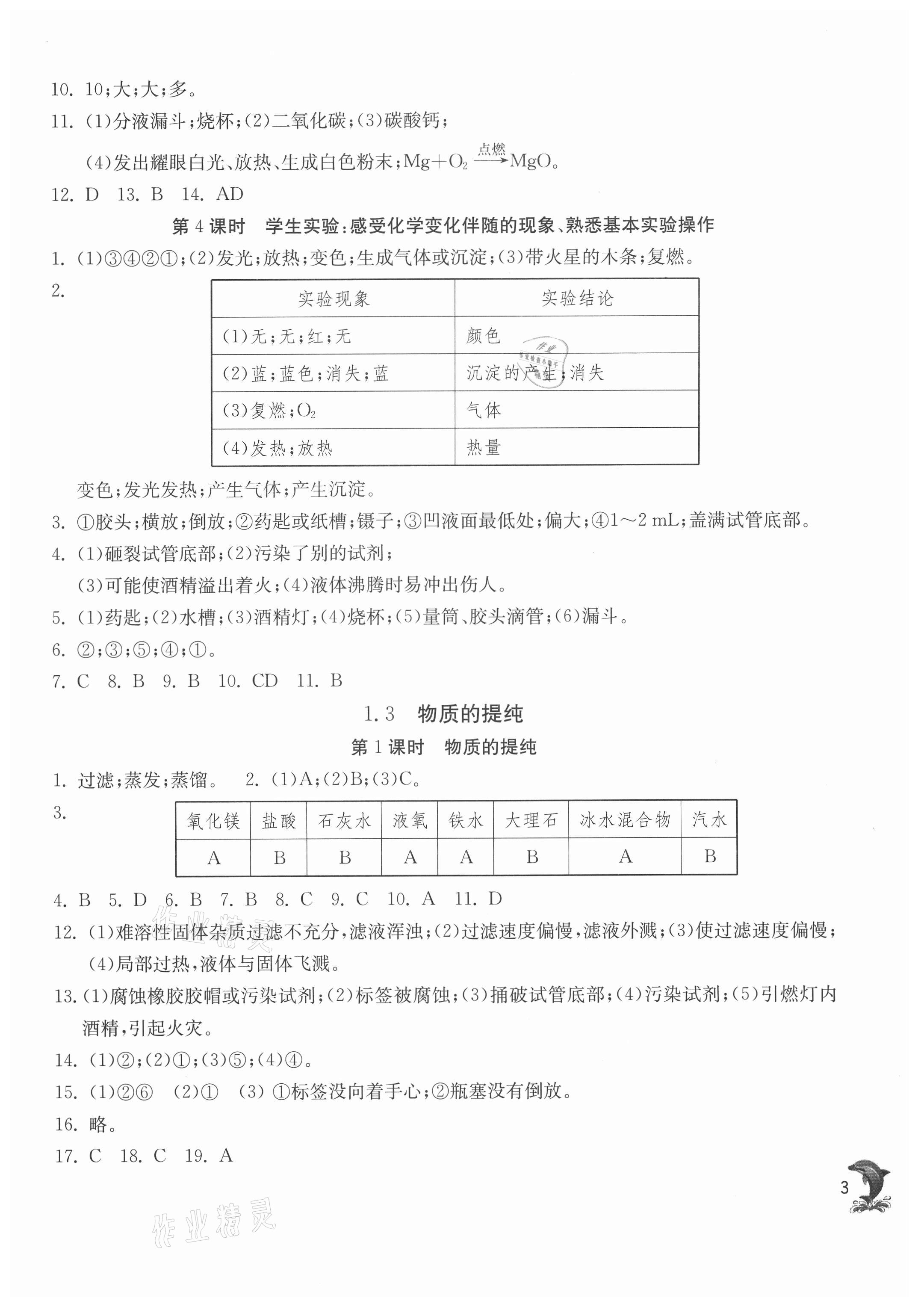 2021年实验班提优训练九年级化学上册沪教版54制上海专版 第3页