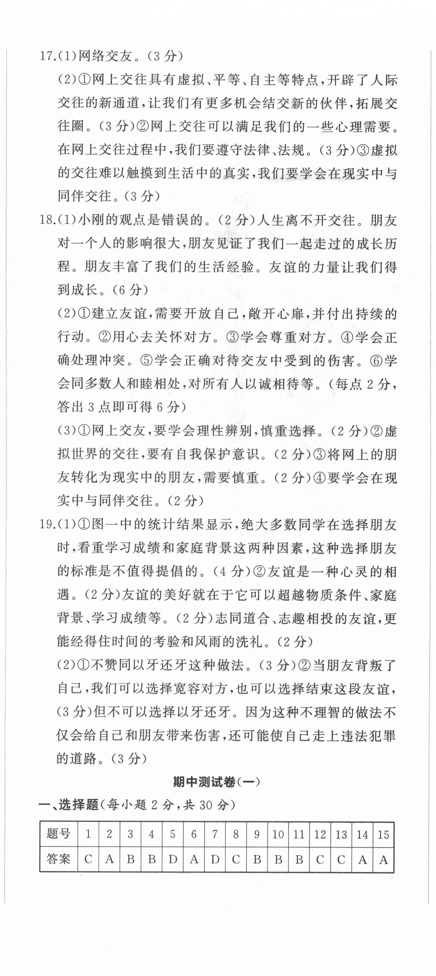 2021年初中同步練習(xí)冊(cè)提優(yōu)測(cè)試卷七年級(jí)道德與法治上冊(cè)人教版 第5頁(yè)