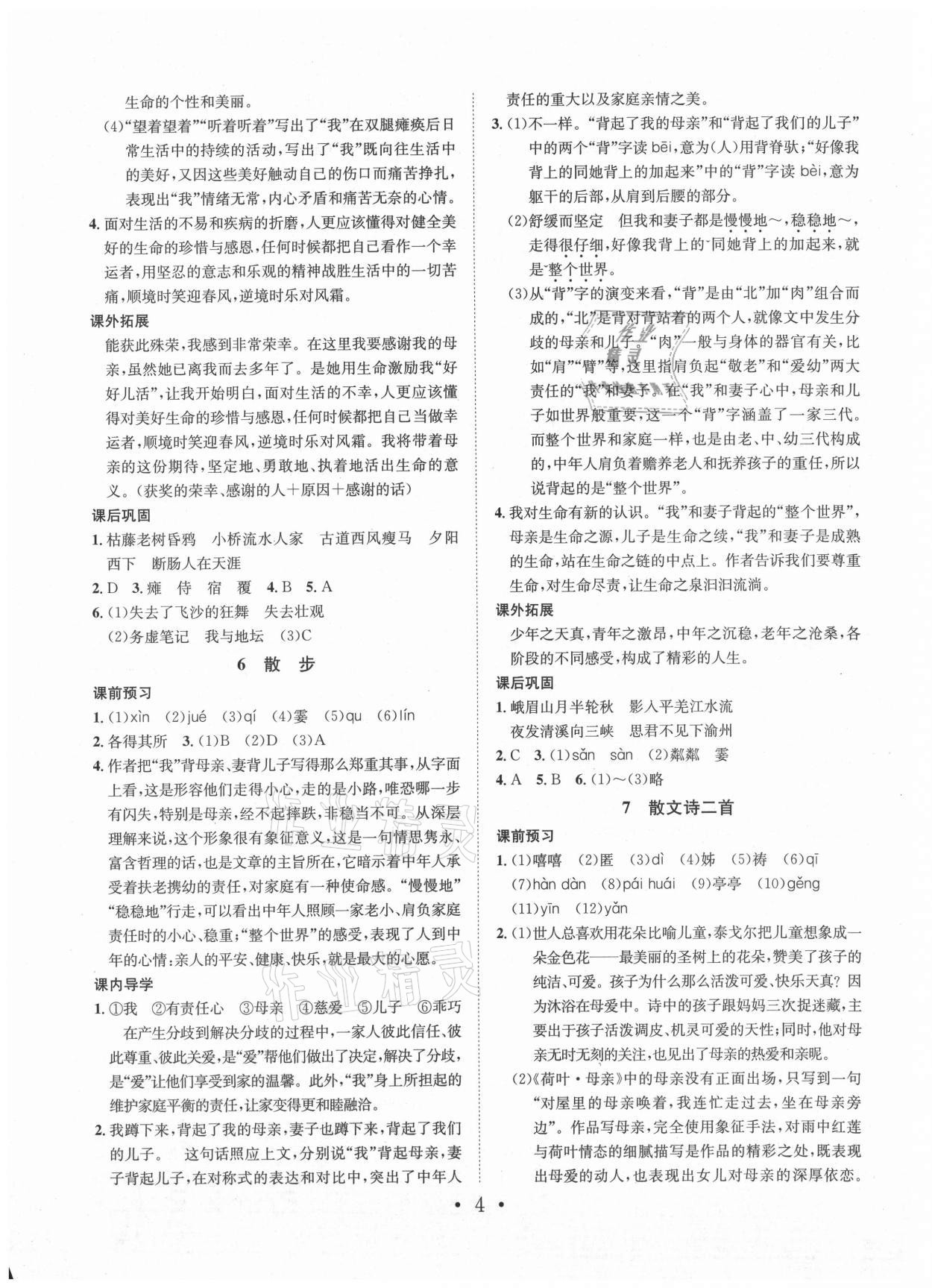 2021年考點(diǎn)專練七年級(jí)語文上冊(cè)人教版深圳專版 第4頁
