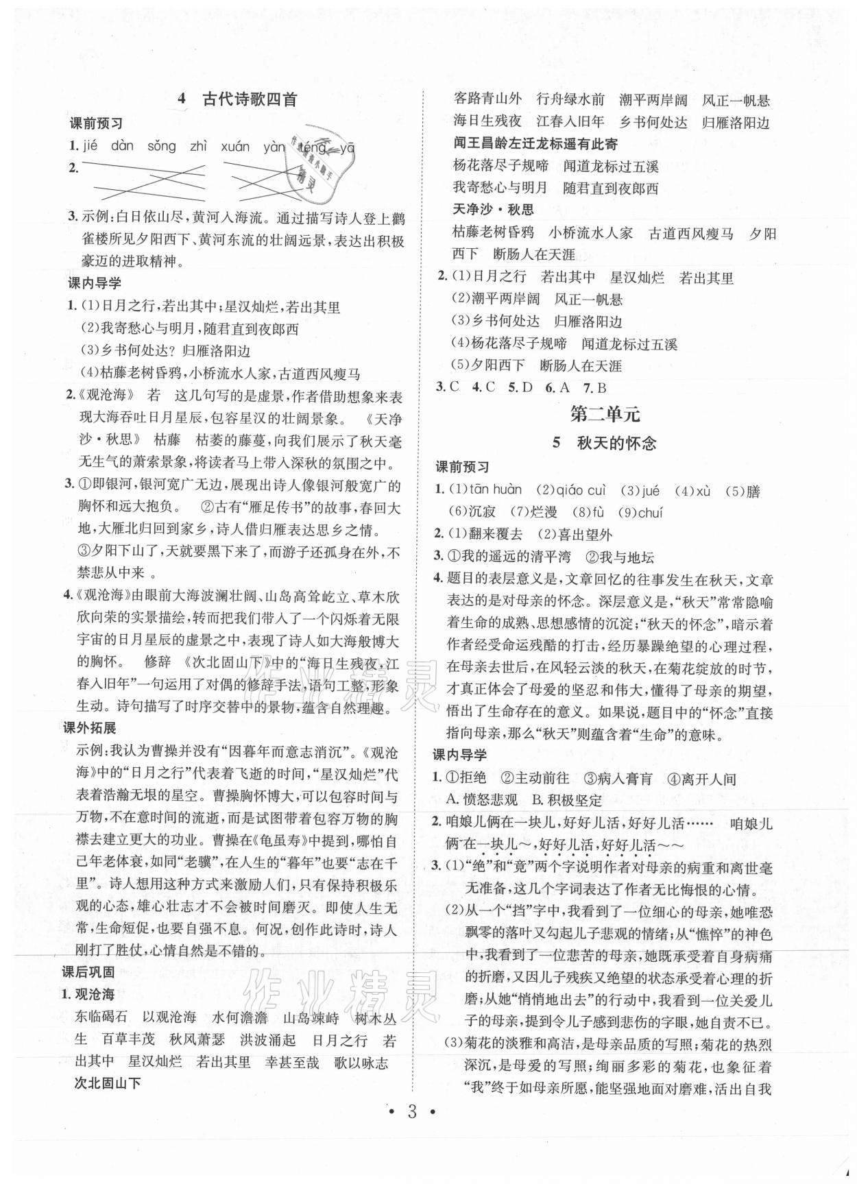 2021年考點專練七年級語文上冊人教版深圳專版 第3頁