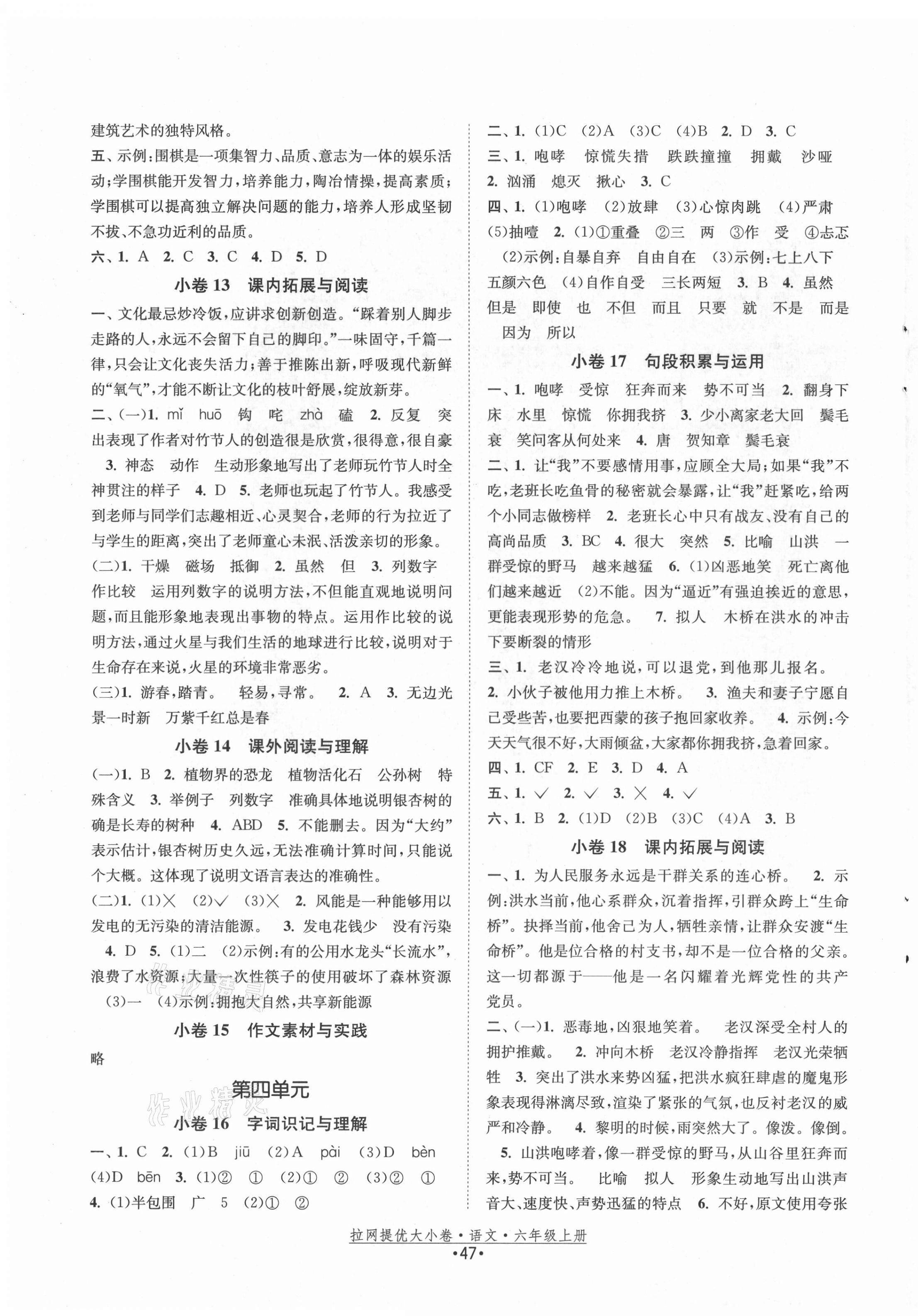 2021年拉網(wǎng)提優(yōu)大小卷六年級(jí)語文上冊人教版 第3頁