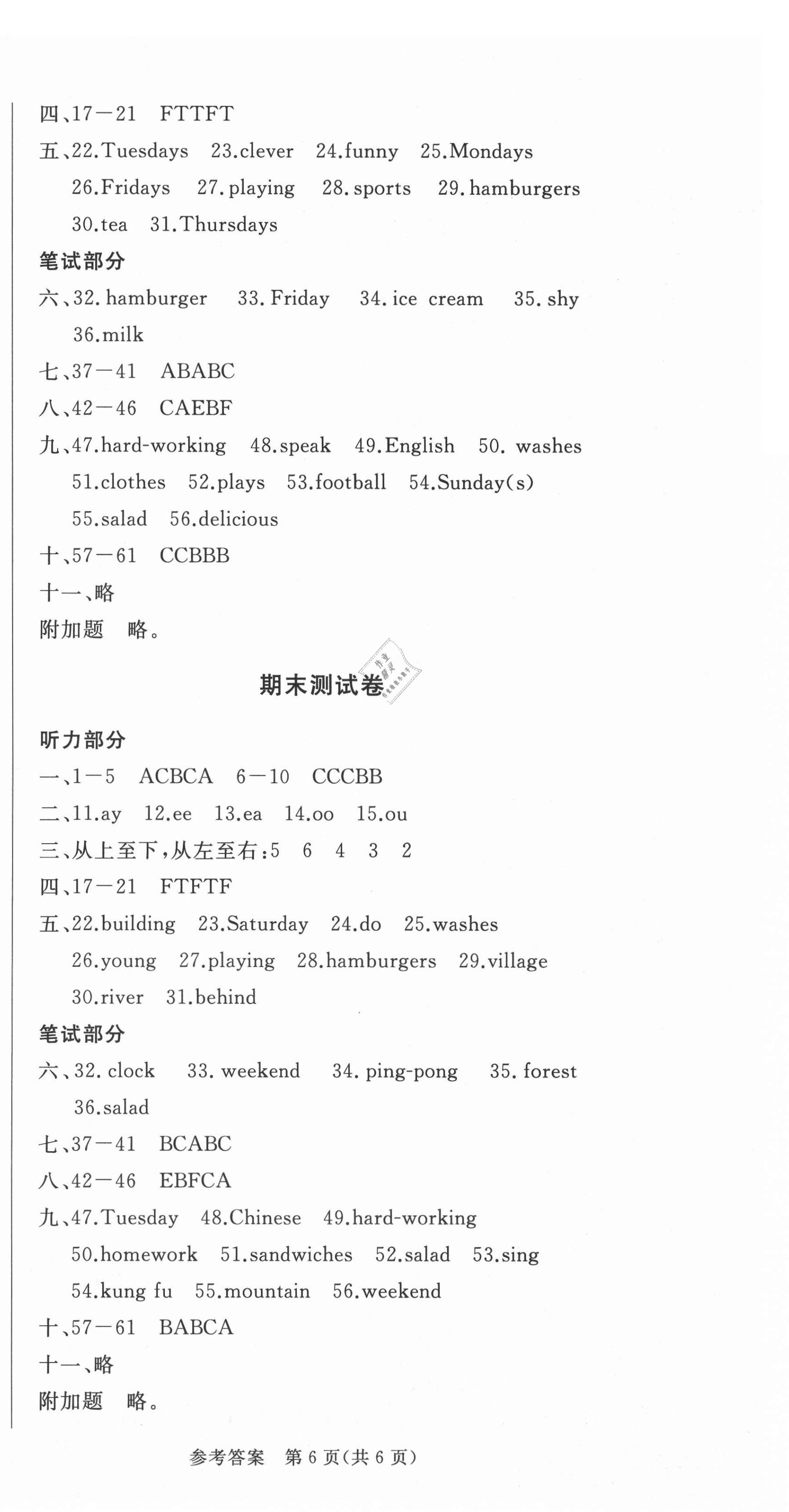 2021年狀元坊全程突破導練測五年級英語上冊人教版佛山專版 第6頁