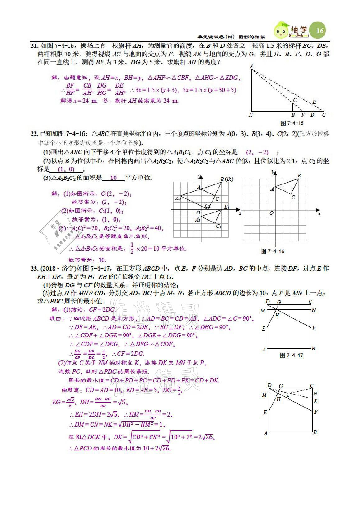 2021年慧學智評九年級數學上冊北師大版 參考答案第51頁