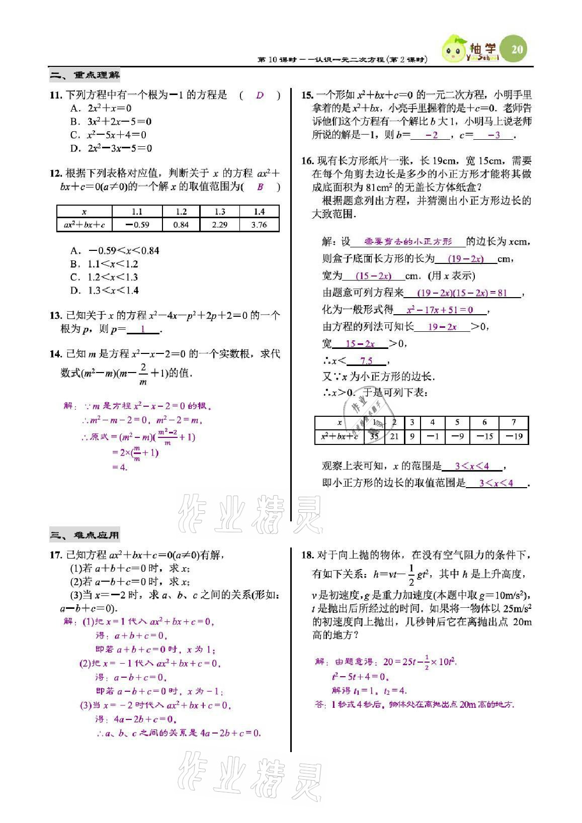 2021年慧學智評九年級數學上冊北師大版 參考答案第62頁