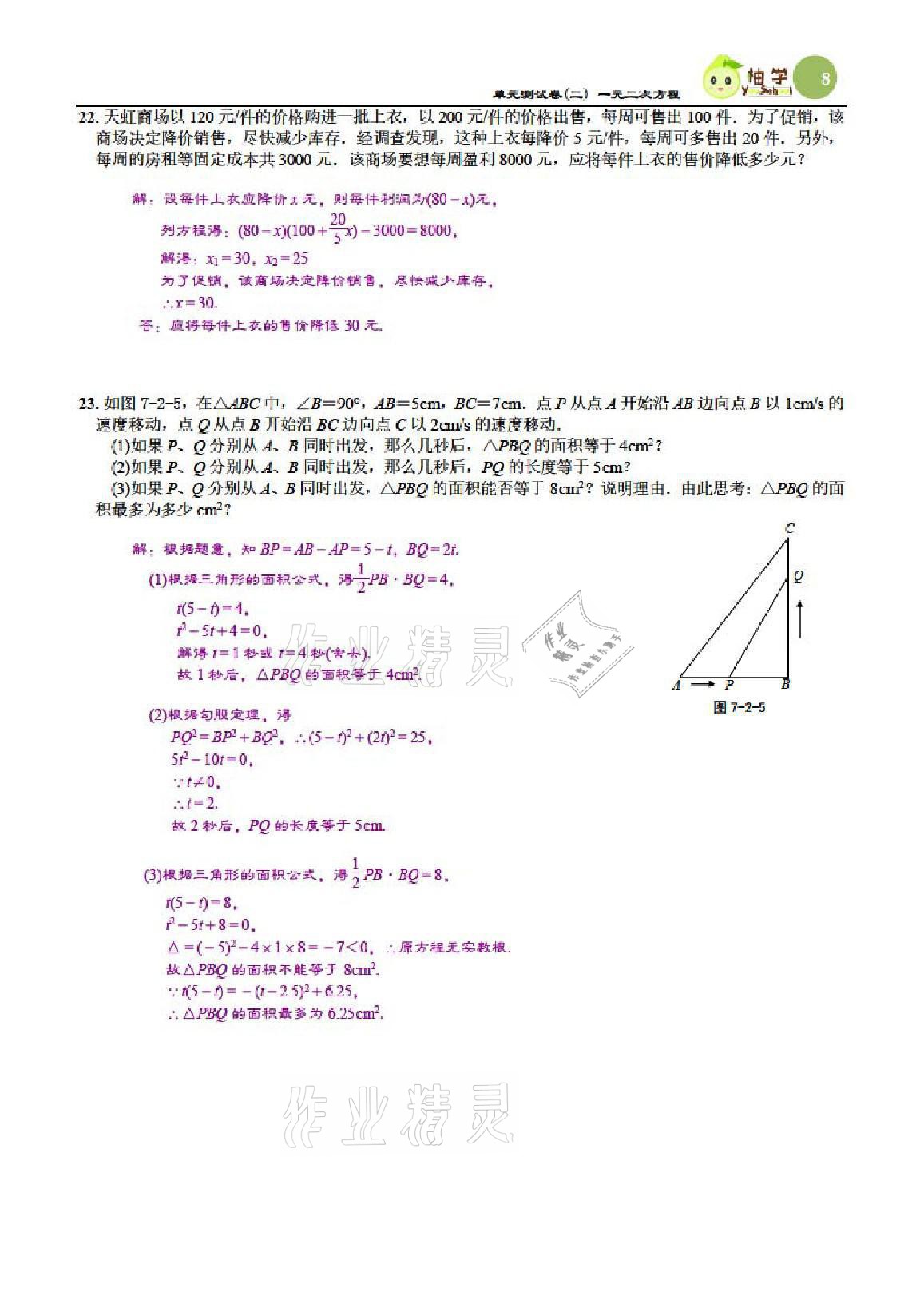 2021年慧學智評九年級數學上冊北師大版 參考答案第27頁