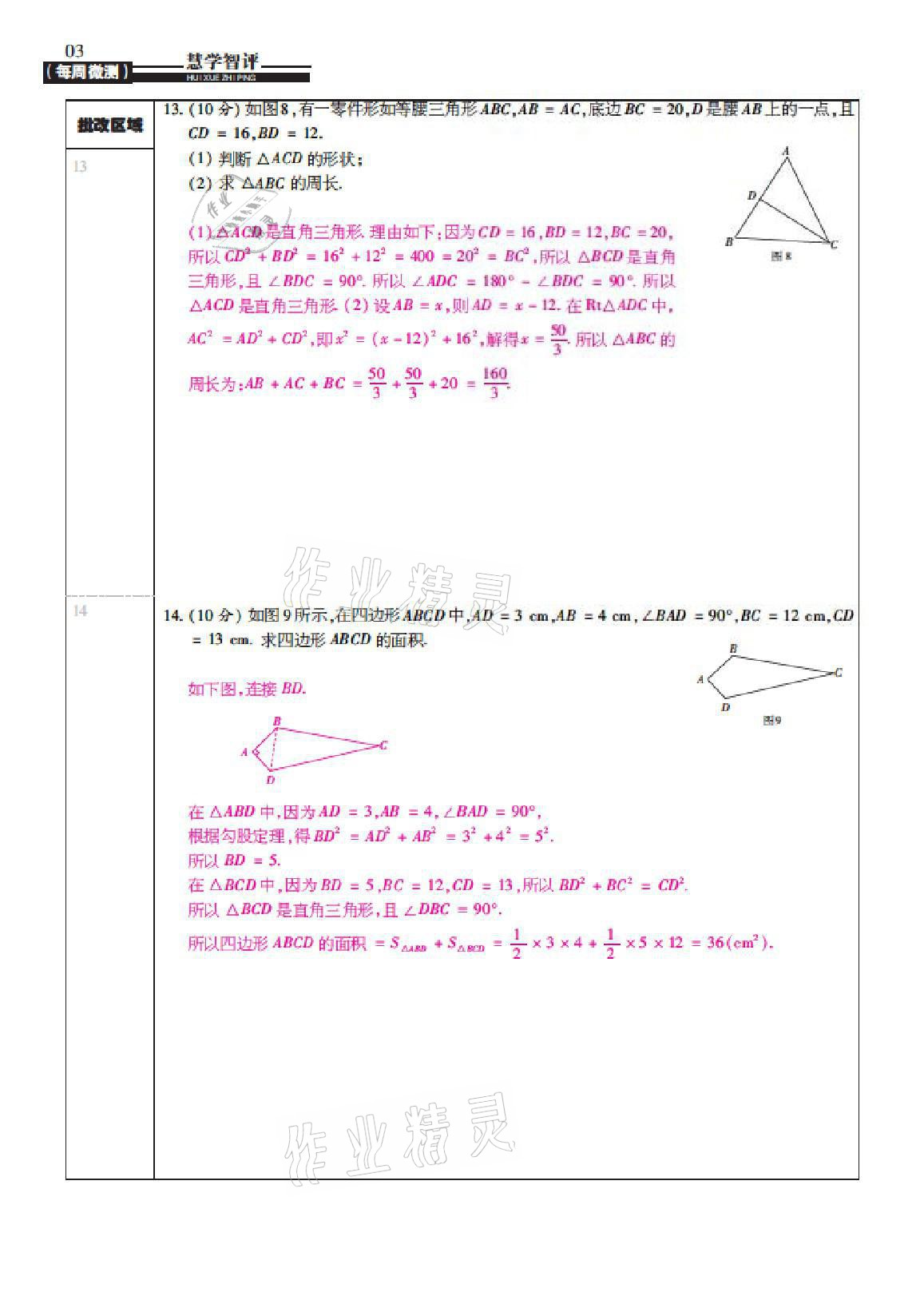 2021年慧學智評八年級數學上冊北師大版 參考答案第9頁