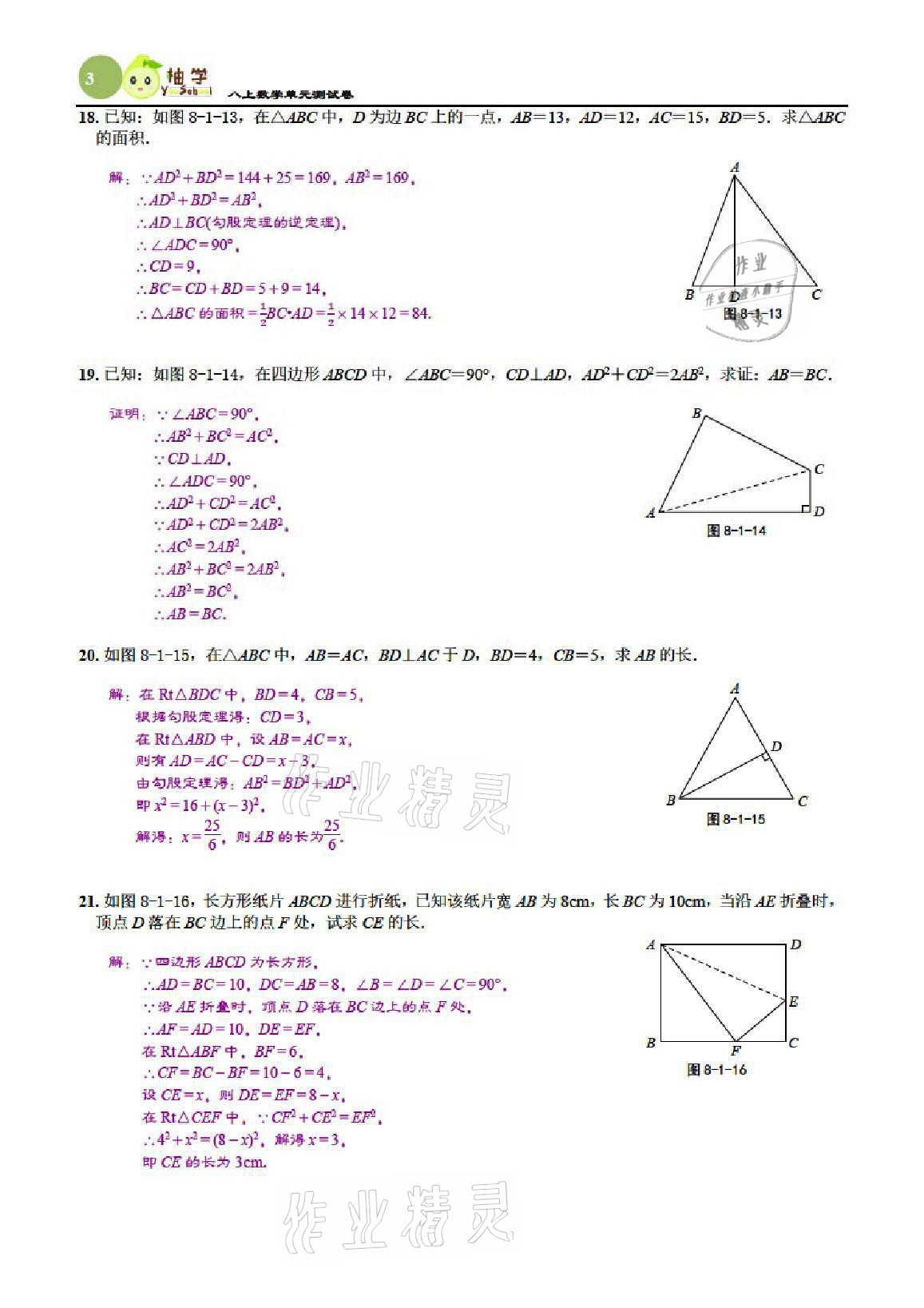 2021年慧學智評八年級數學上冊北師大版 參考答案第7頁