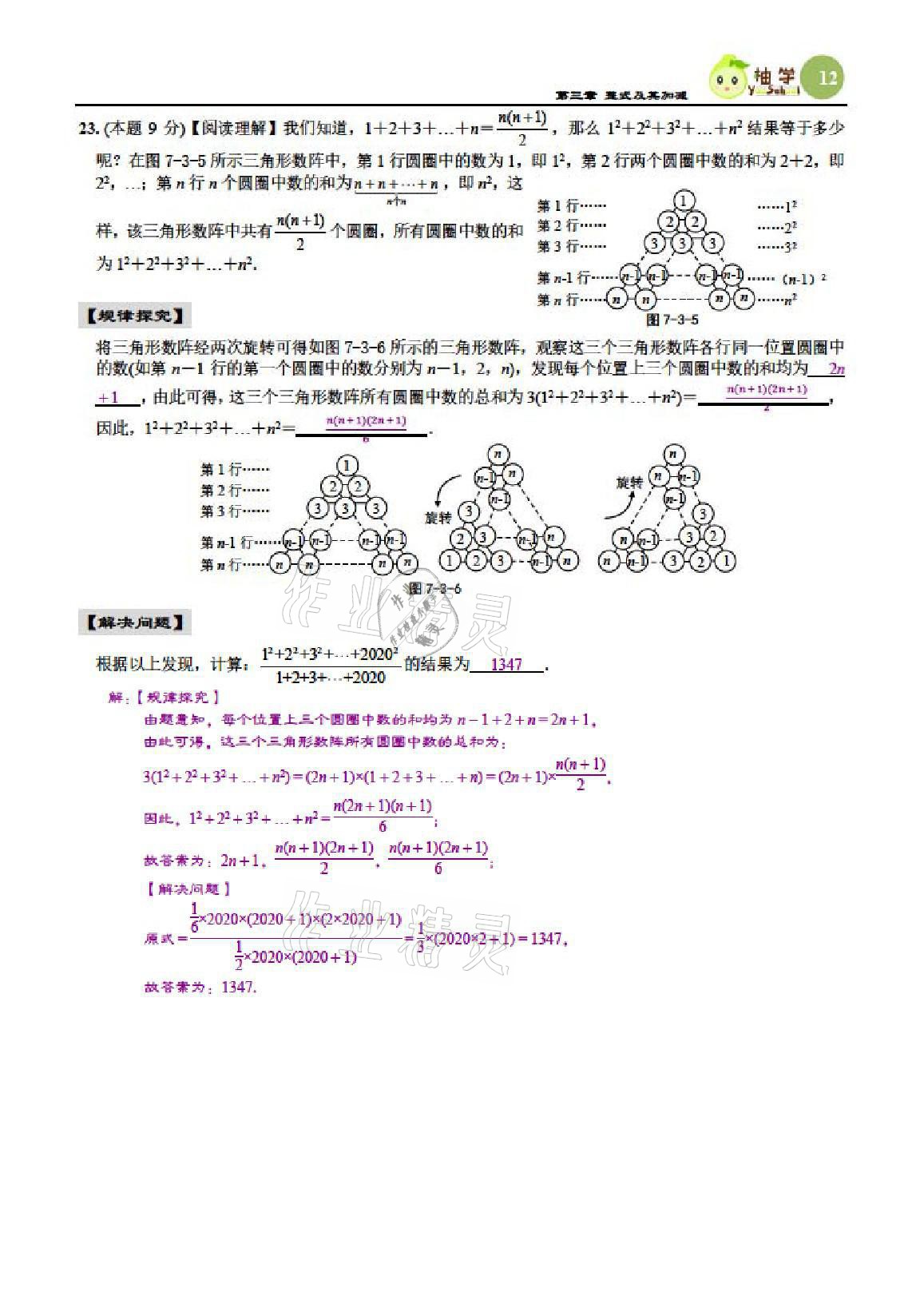2021年慧學智評七年級數學上冊北師大版 參考答案第30頁