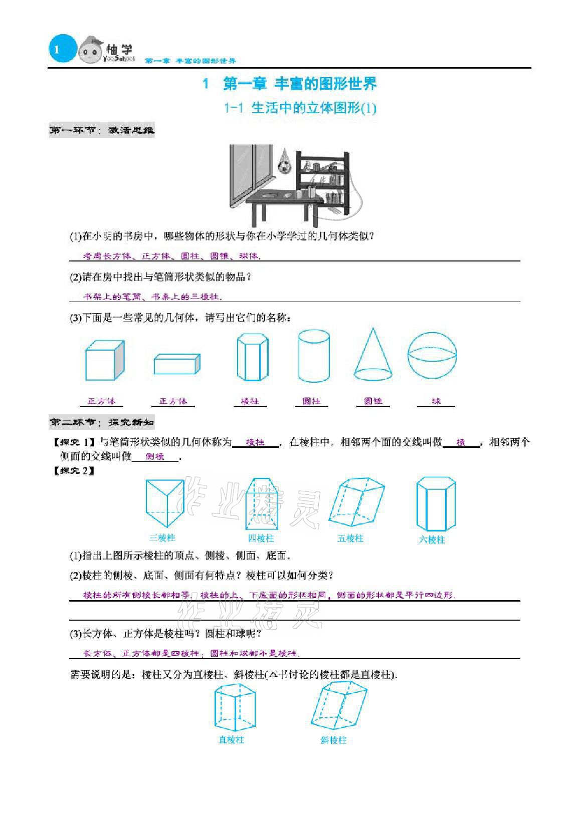 2021年慧學智評七年級數學上冊北師大版 參考答案第13頁