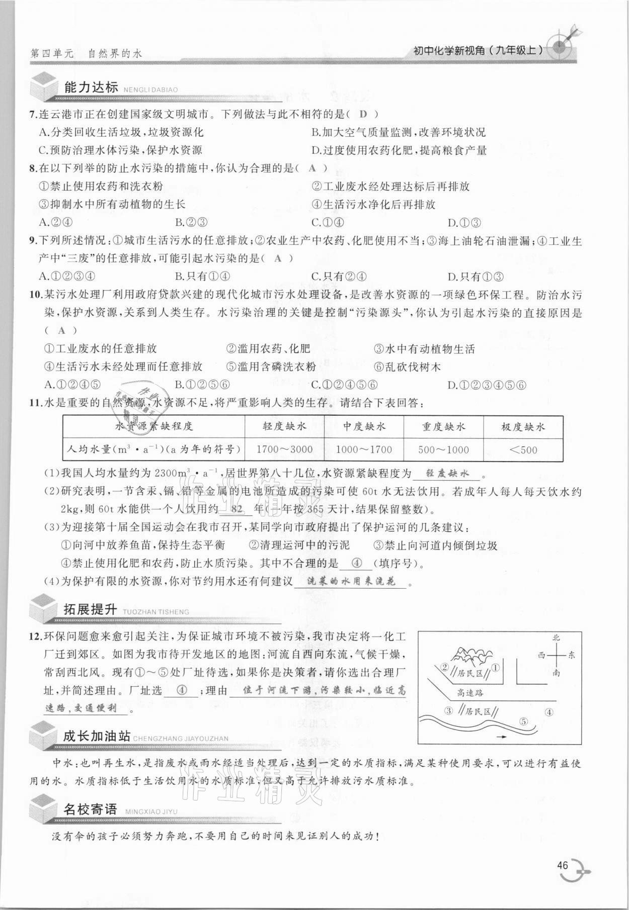 2021年新視角教輔系列叢書九年級(jí)化學(xué)上冊(cè)人教版 參考答案第46頁(yè)