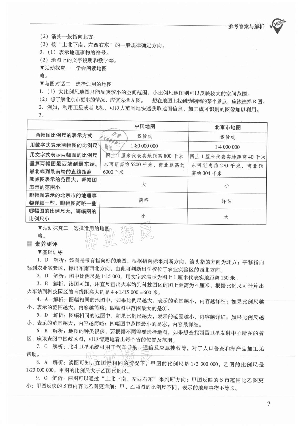 2021年新課程問題解決導(dǎo)學(xué)方案七年級(jí)地理上冊人教版 參考答案第7頁