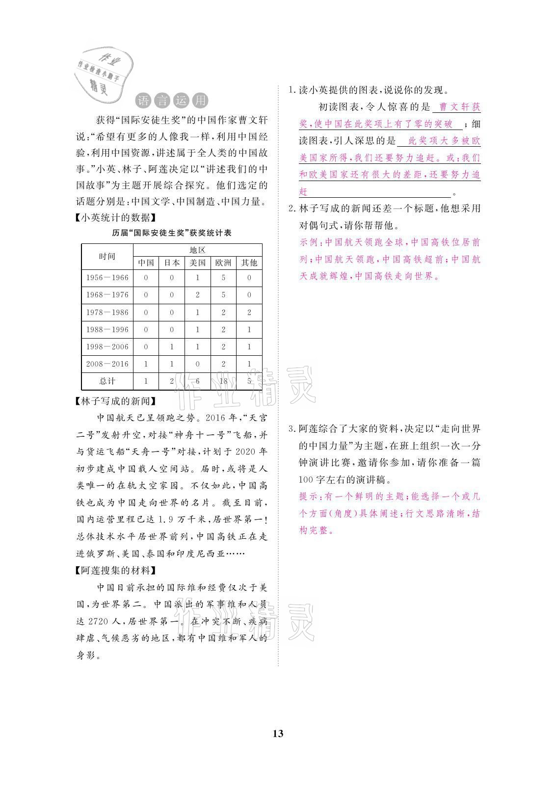 2021年一课一案创新导学八年级语文上册人教版 参考答案第35页