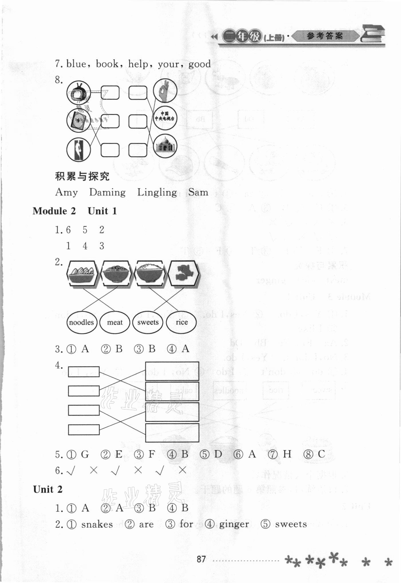 2021年資源與評(píng)價(jià)黑龍江教育出版社二年級(jí)英語上冊外研版大慶專版 參考答案第2頁