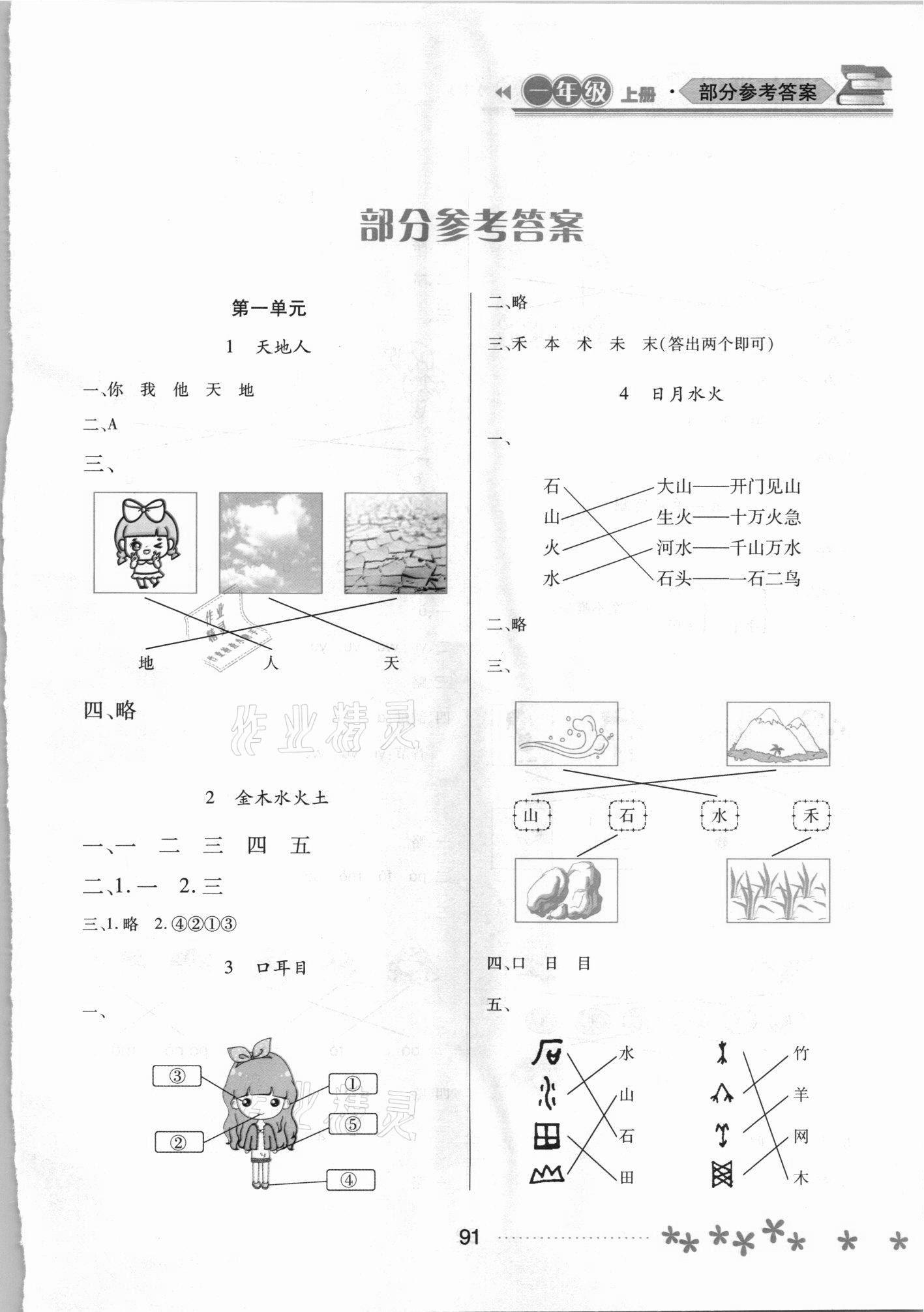 2021年資源與評(píng)價(jià)黑龍江教育出版社一年級(jí)語(yǔ)文上冊(cè)人教版大慶專版 參考答案第1頁(yè)