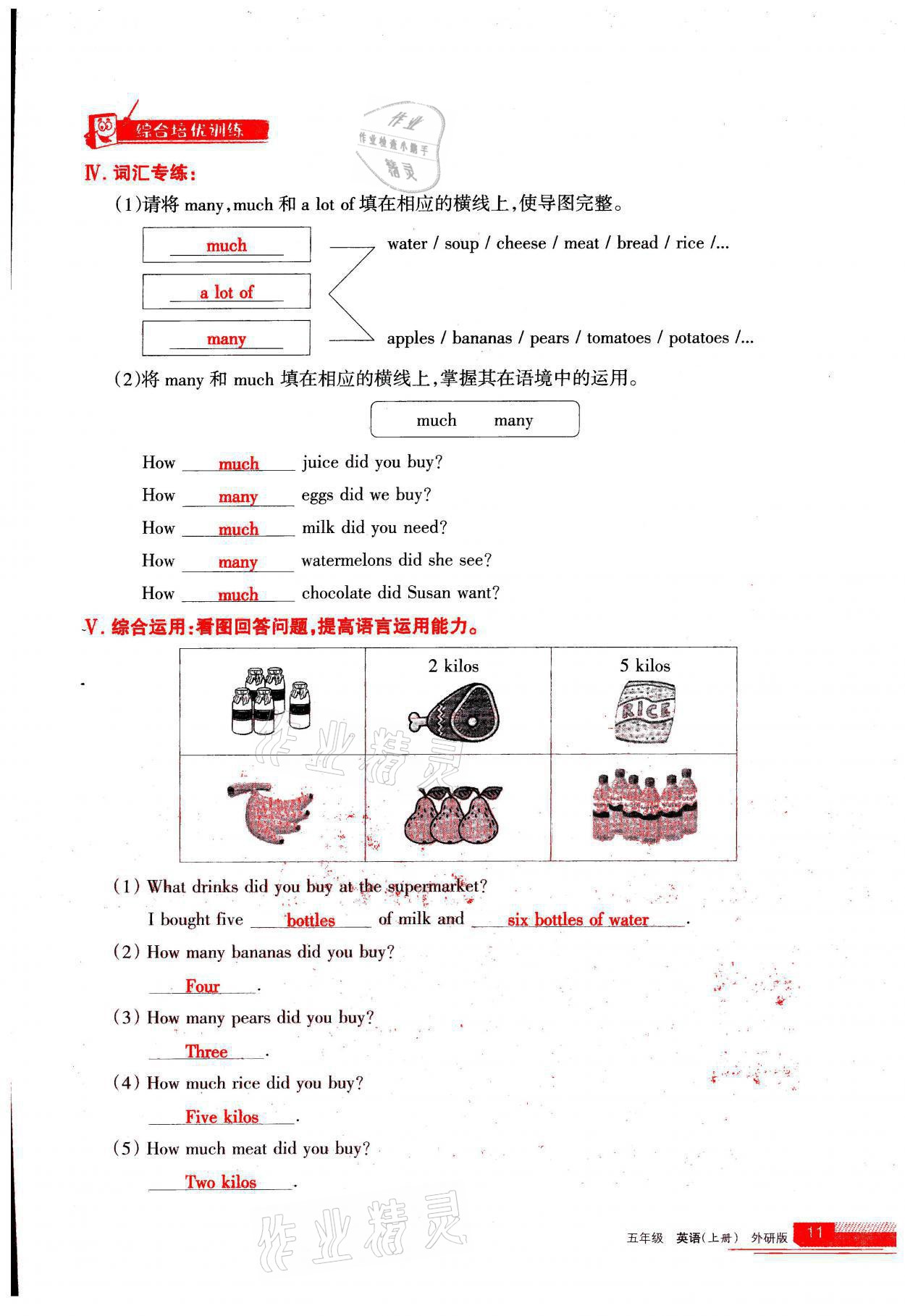 2021年学习之友五年级英语上册外研版 参考答案第11页