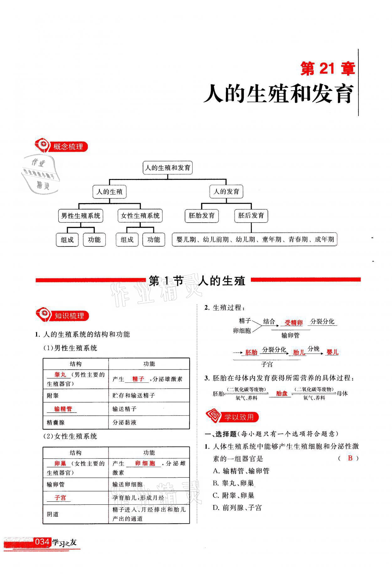 2021年學(xué)習(xí)之友八年級(jí)生物全一冊(cè)蘇科版 參考答案第34頁(yè)