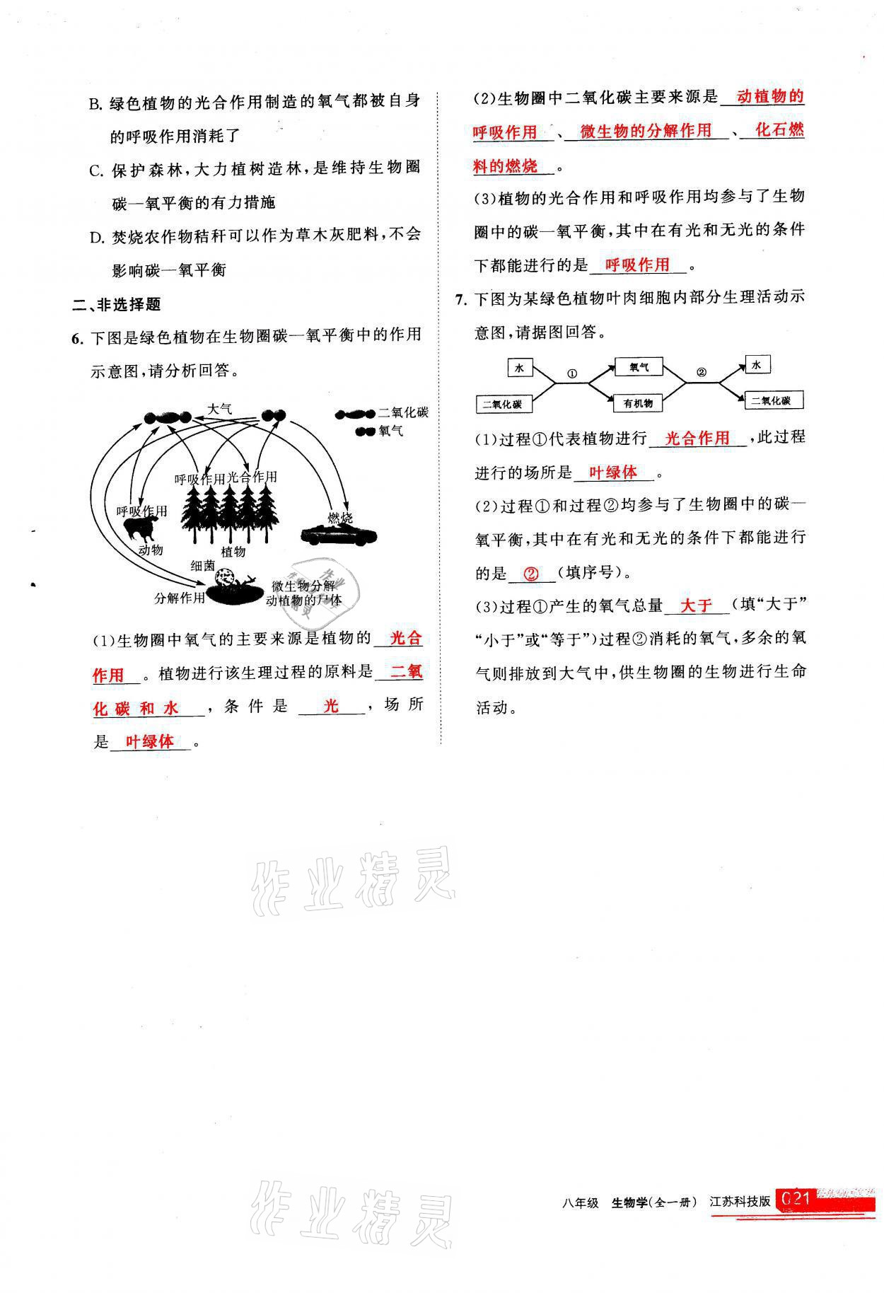 2021年学习之友八年级生物全一册苏科版 参考答案第21页