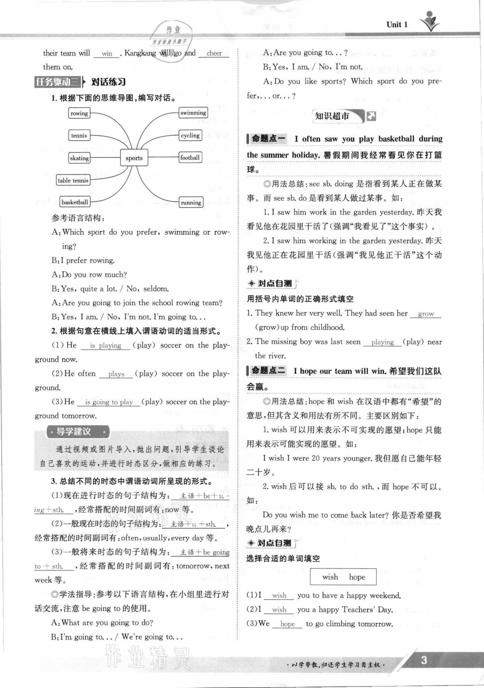 2021年金太陽導(dǎo)學(xué)案八年級英語上冊仁愛版 參考答案第3頁