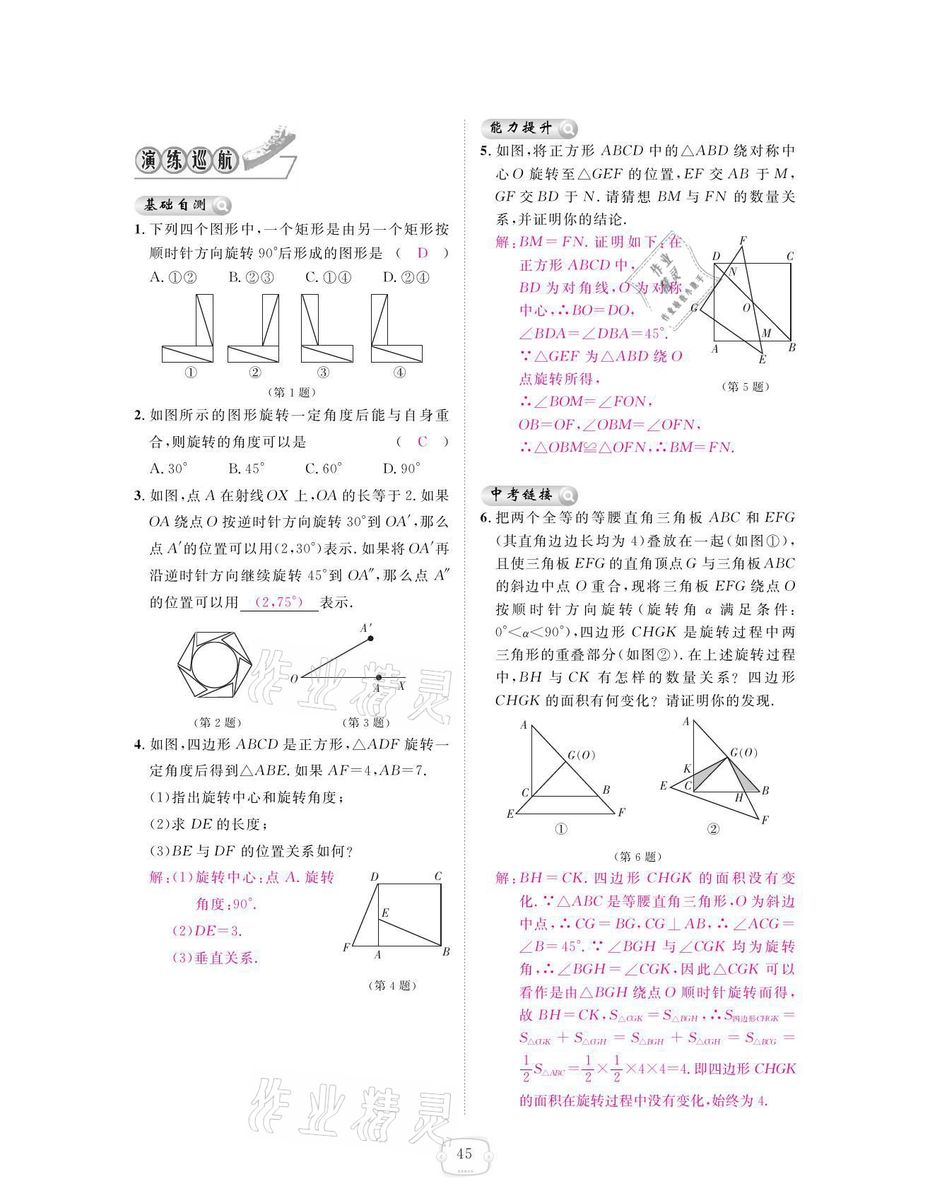 2021年領航新課標練習冊九年級數(shù)學全一冊人教版 參考答案第45頁